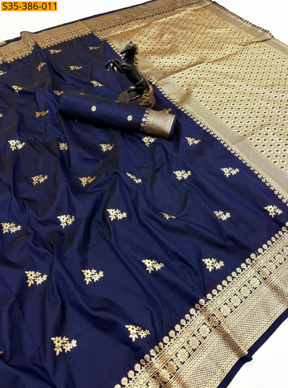 Navy Blue Fancy banarasi silk saree