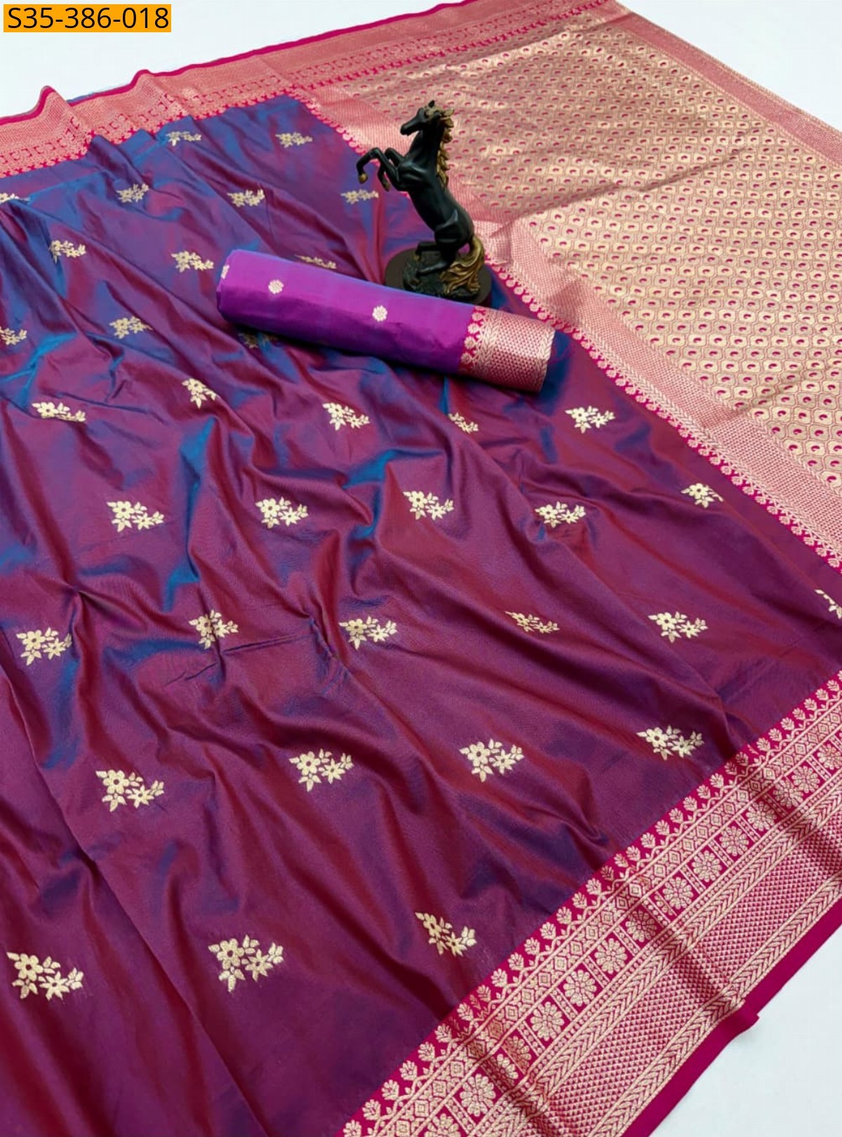 Wine Fancy banarasi silk saree