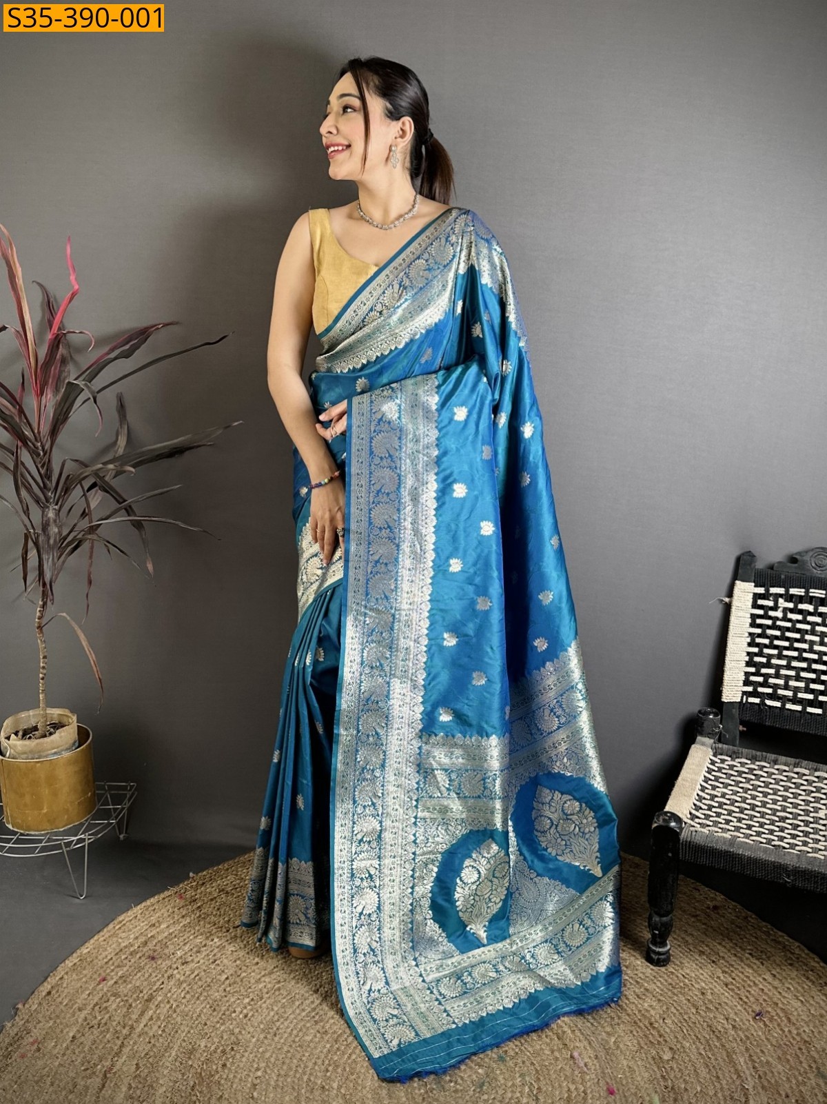 Blue Fancy banarasi silk saree saree