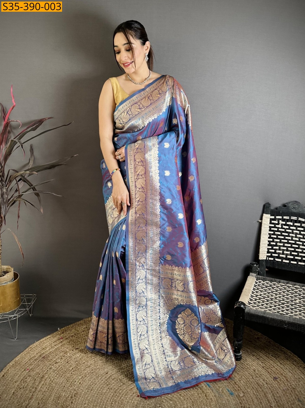 Blue Fancy banarasi silk saree saree