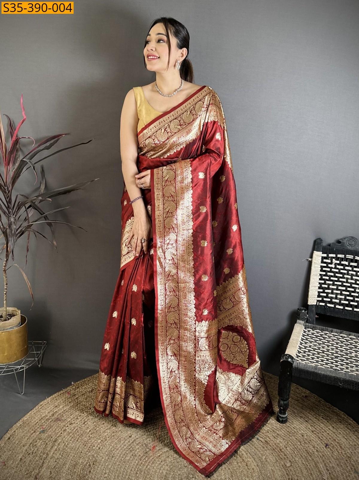 Red Fancy banarasi silk saree saree