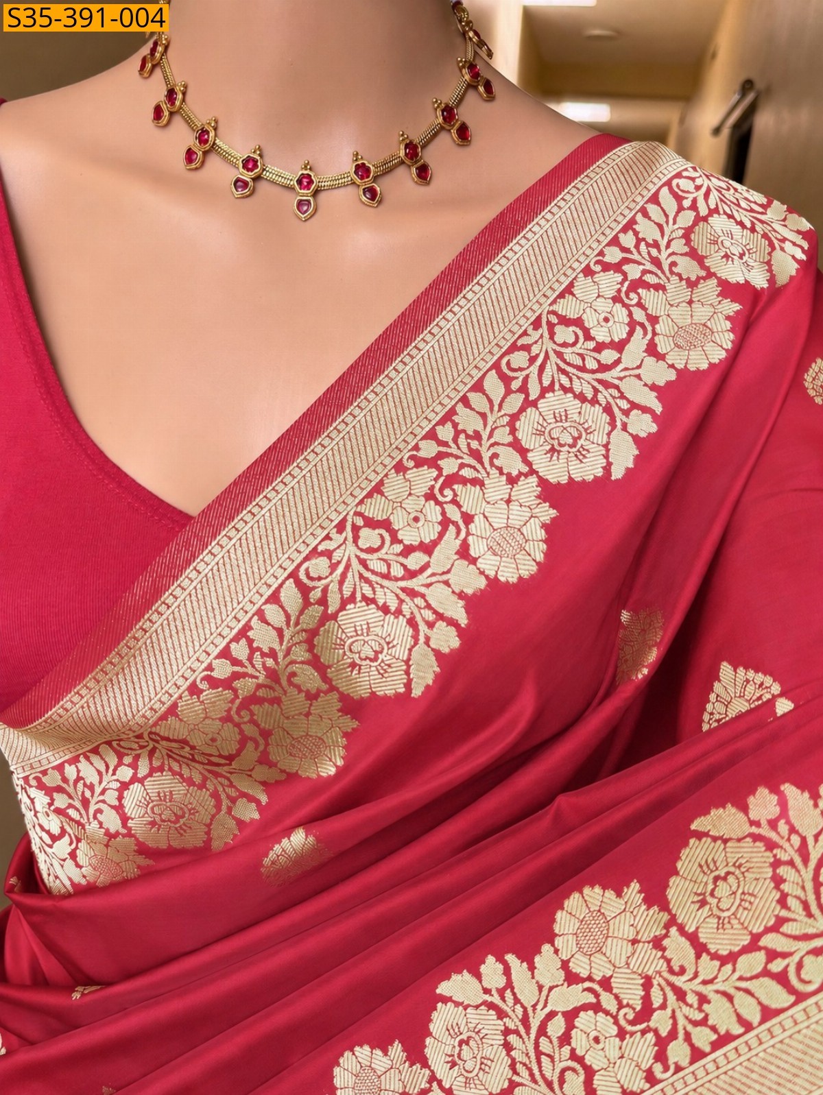 Orange Fancy banarasi silk saree