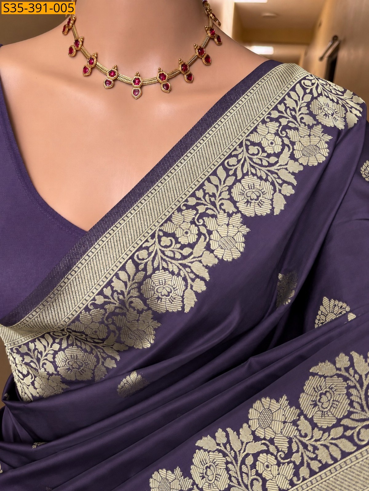 Dark Purple Fancy banarasi silk saree