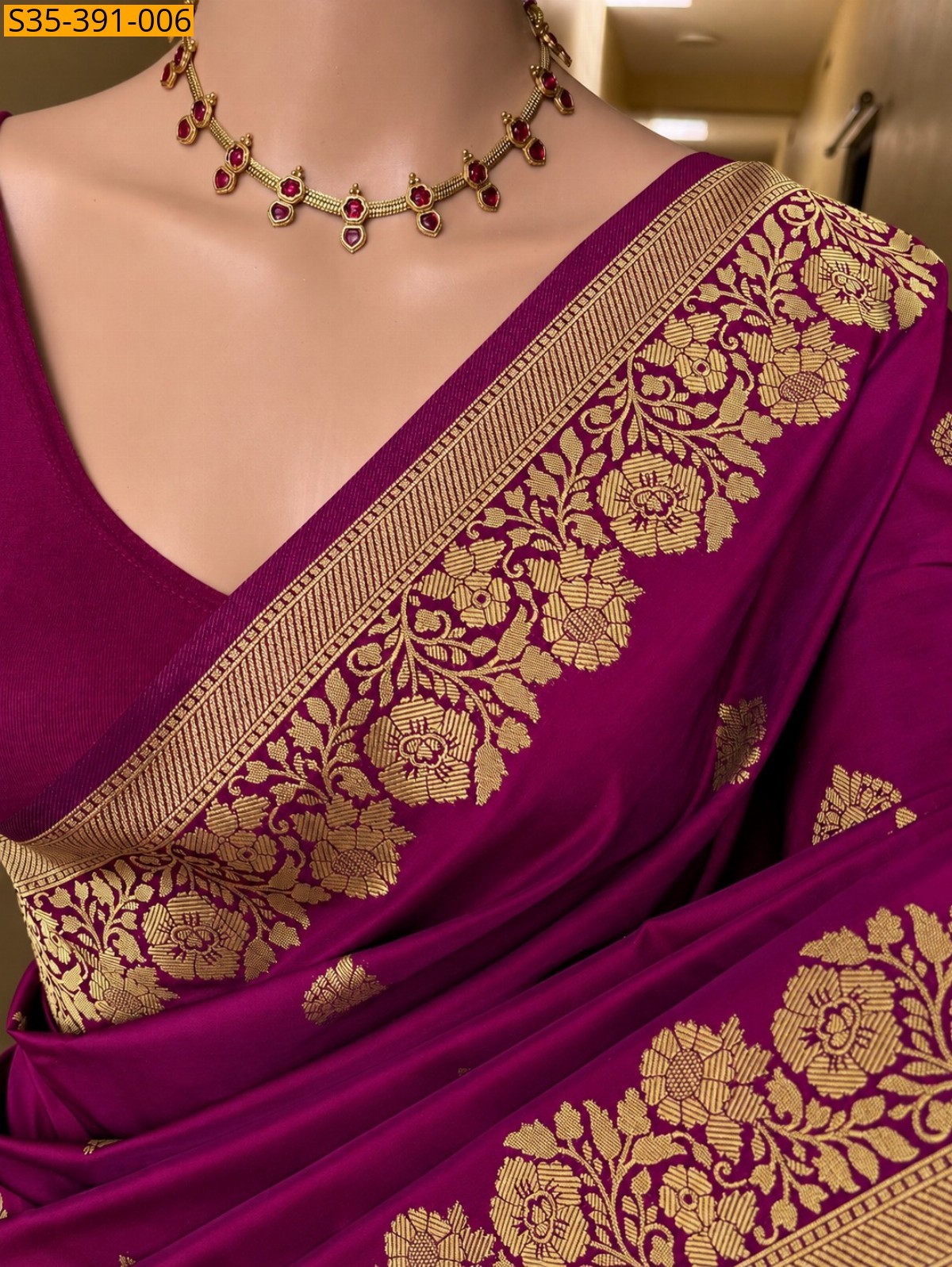 Magenta Fancy banarasi silk saree