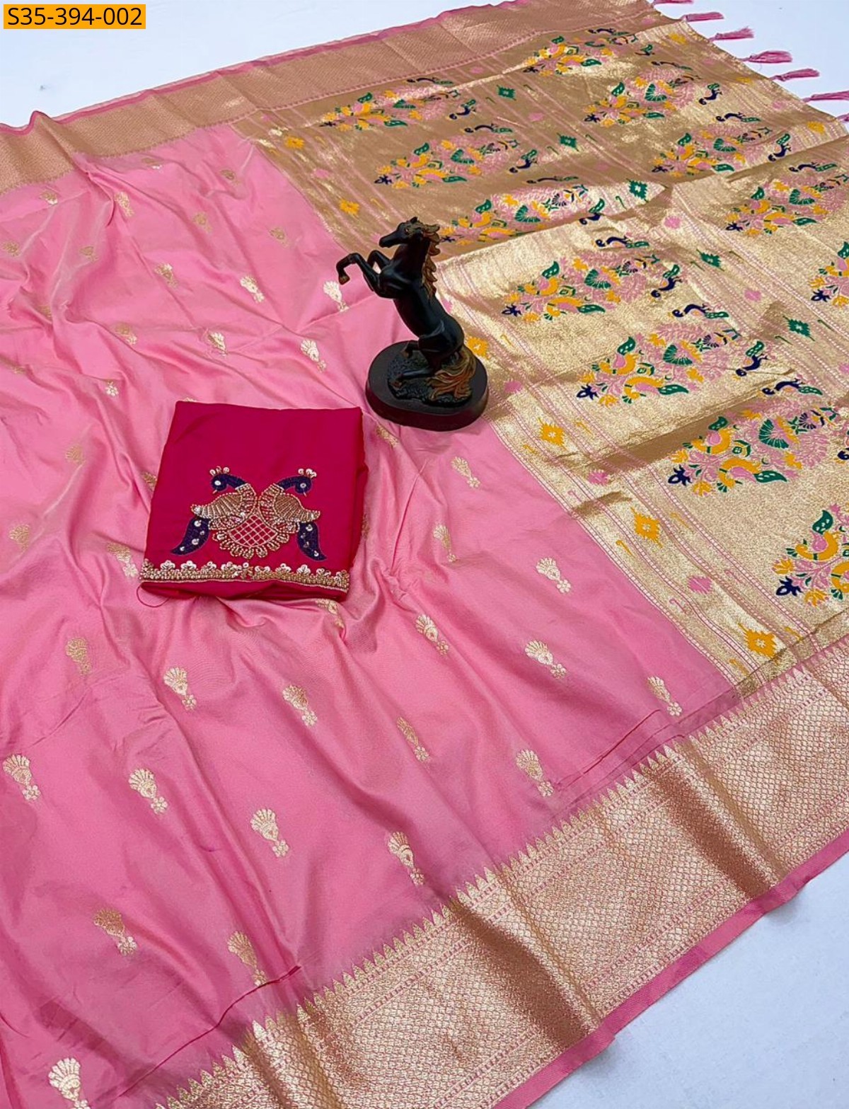 Pink Fancy Soft Silk Paithani saree