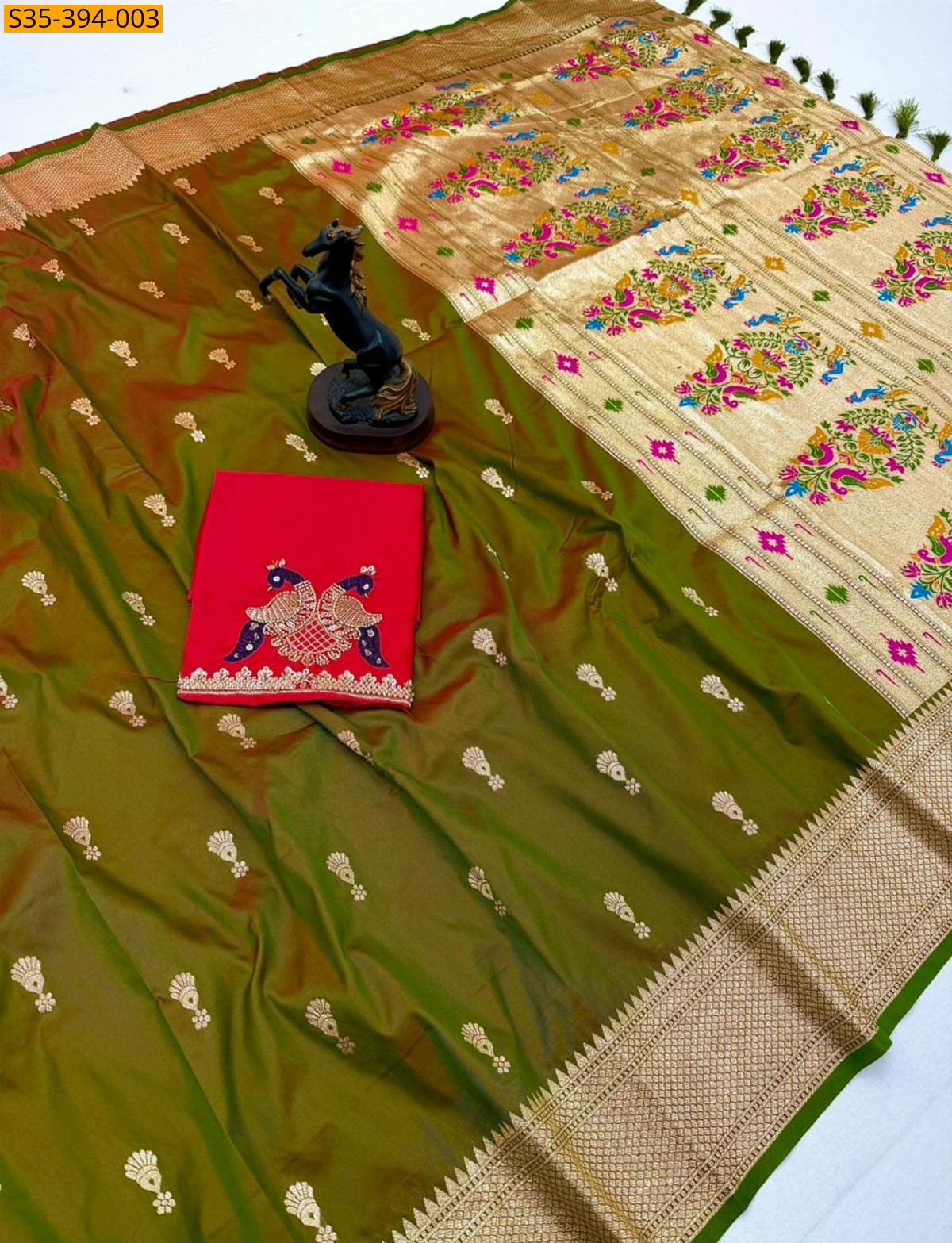 Green Fancy Soft Silk Paithani saree