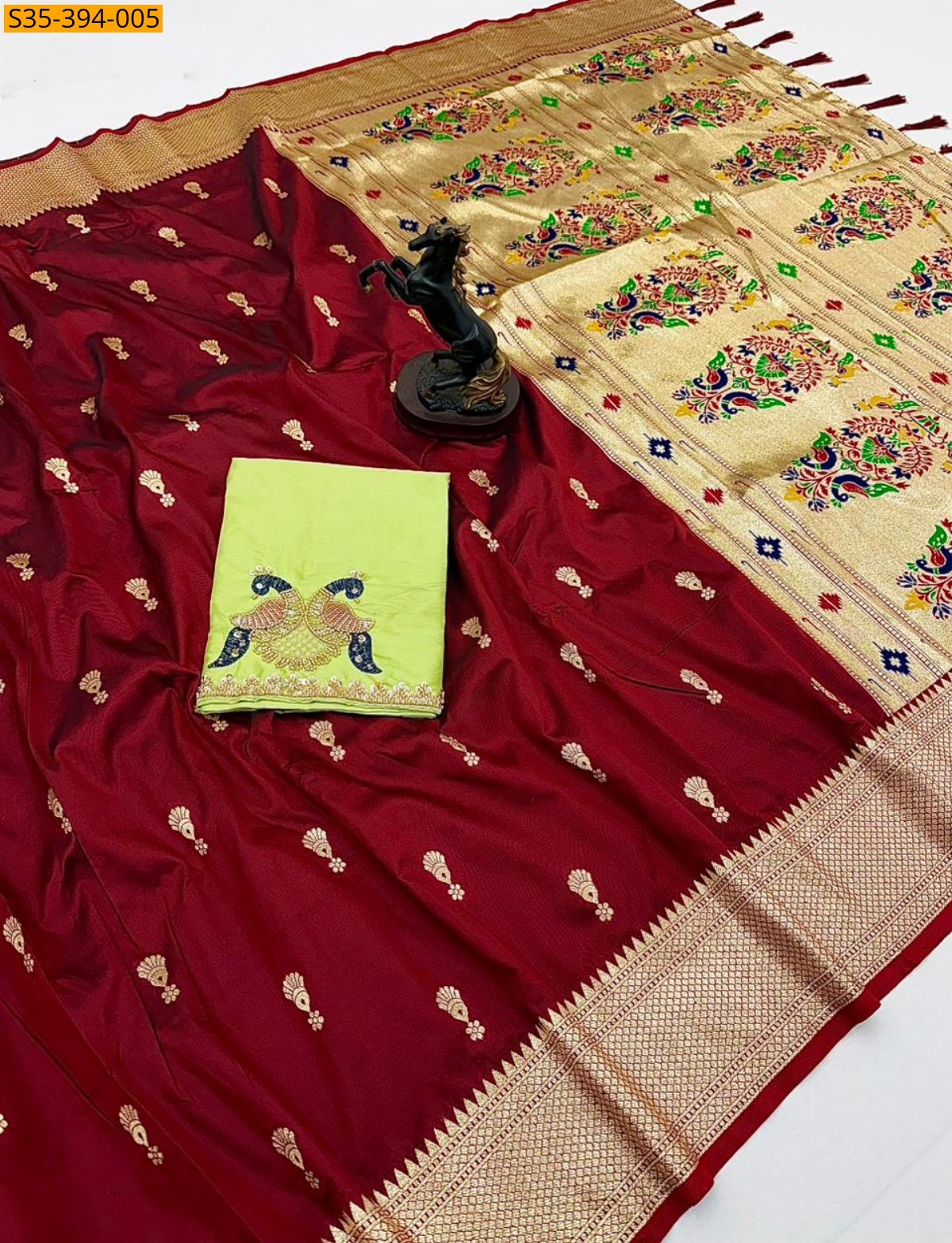 Maroon Fancy Soft Silk Paithani saree