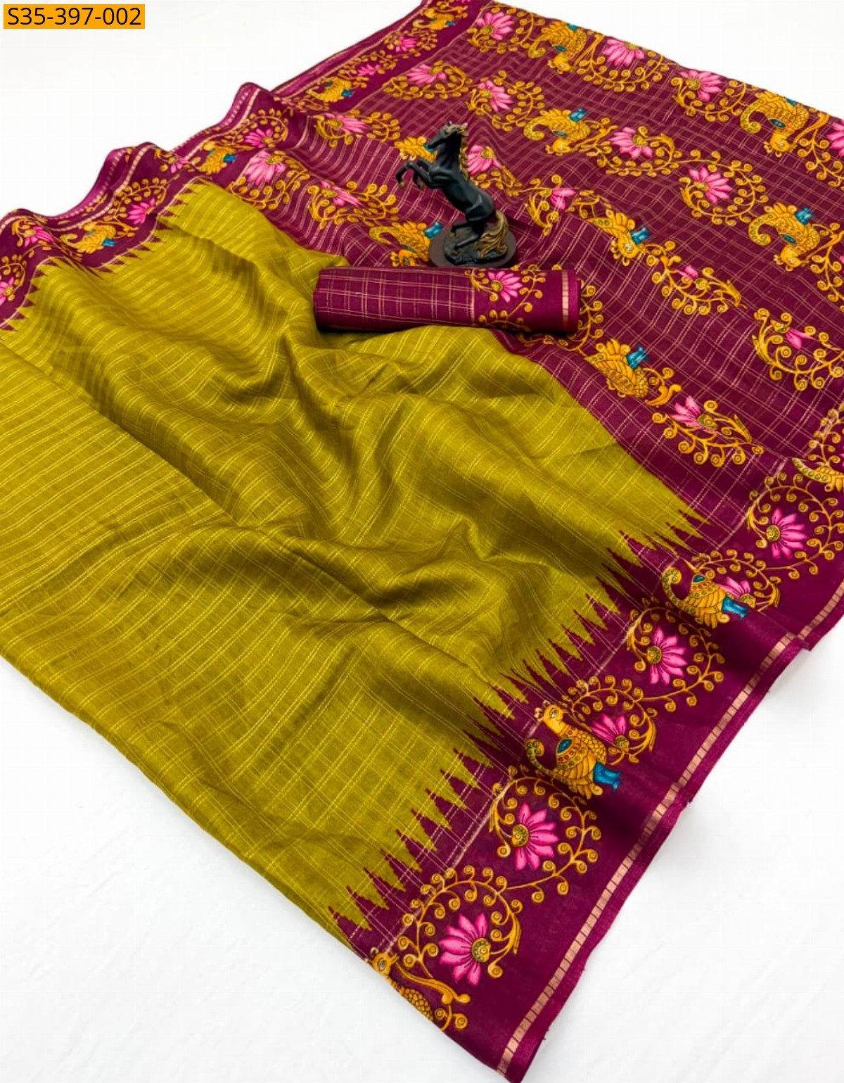 Mustard yellow Fancy Spice Silk Saree