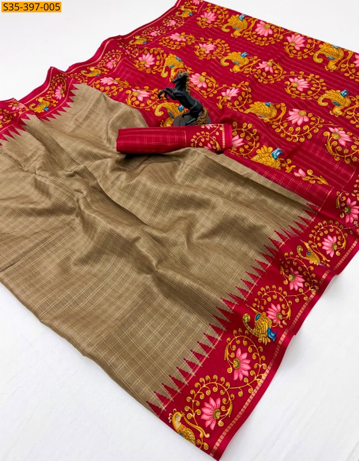 Light brown Fancy Spice Silk Saree