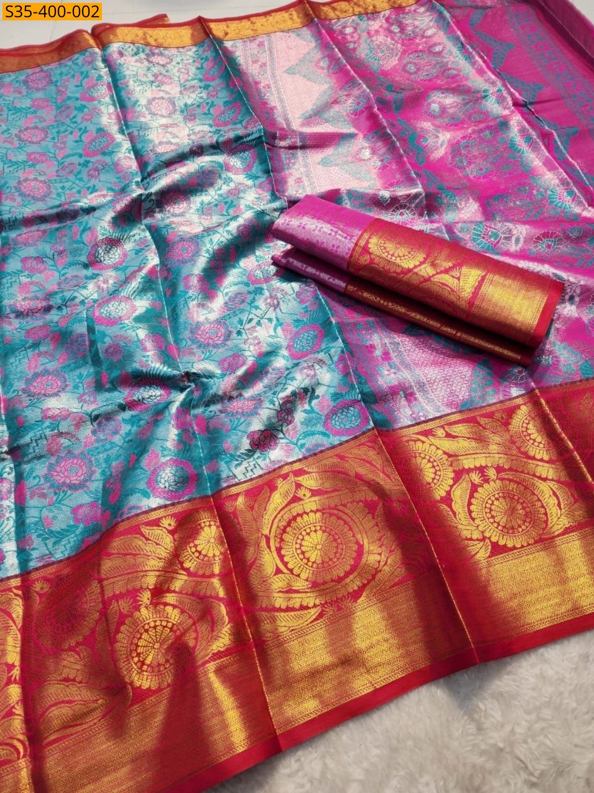 Blue Fancy Kanjivaram Tissue Silk Saree
