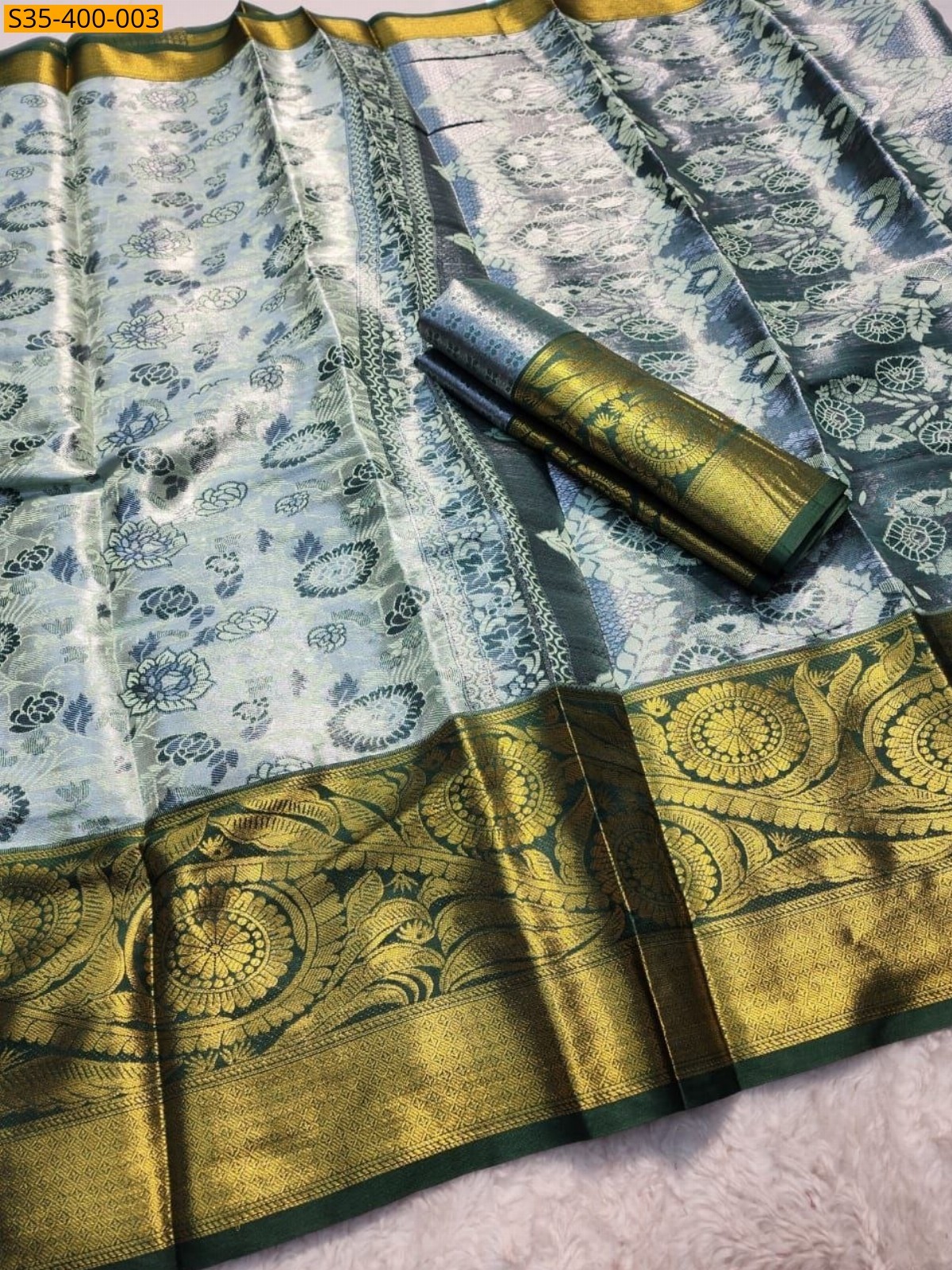 Silver Fancy Kanjivaram Tissue Silk Saree