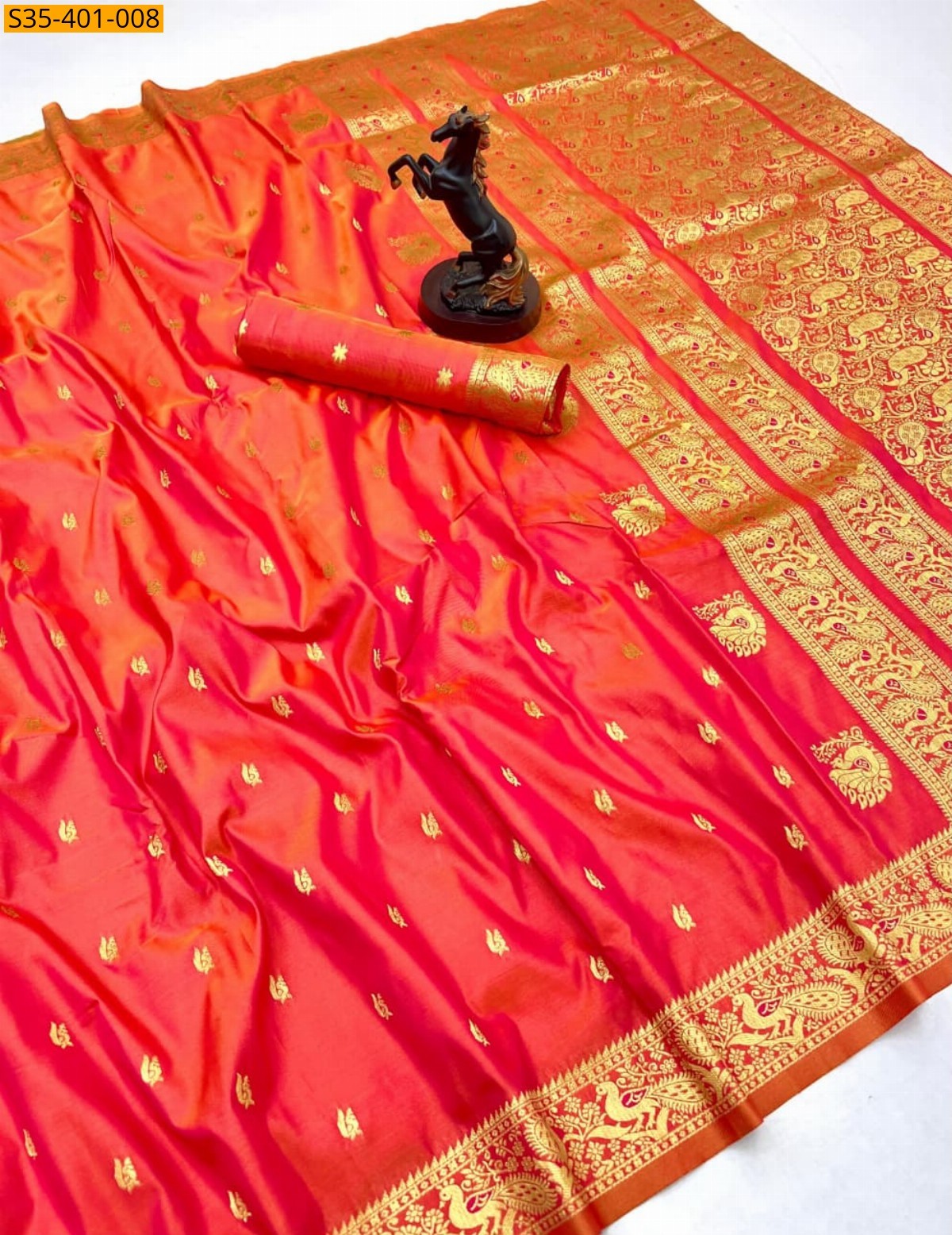 Orange Fancy Soft Silk Weaving Sarees