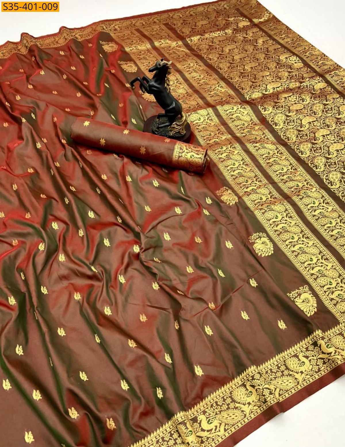 Brown Fancy Soft Silk Weaving Sarees
