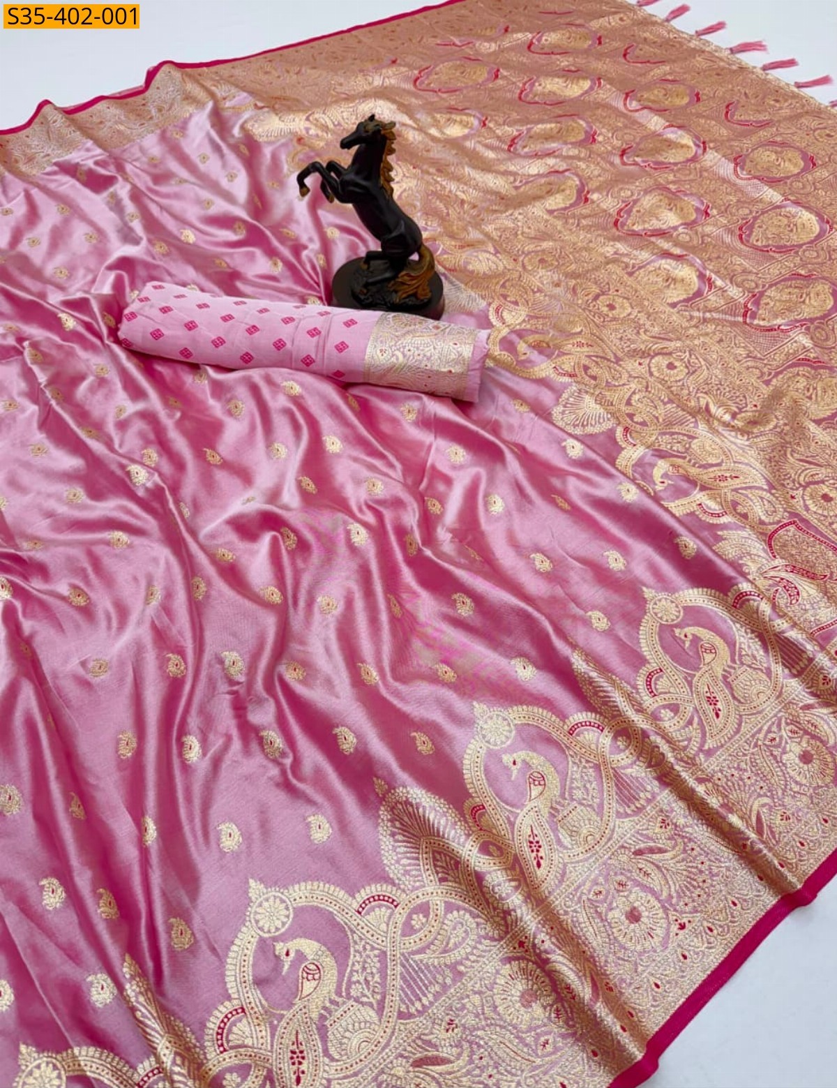 Pink Fancy Soft Banarasi Satin Mashroo Silk Saree
