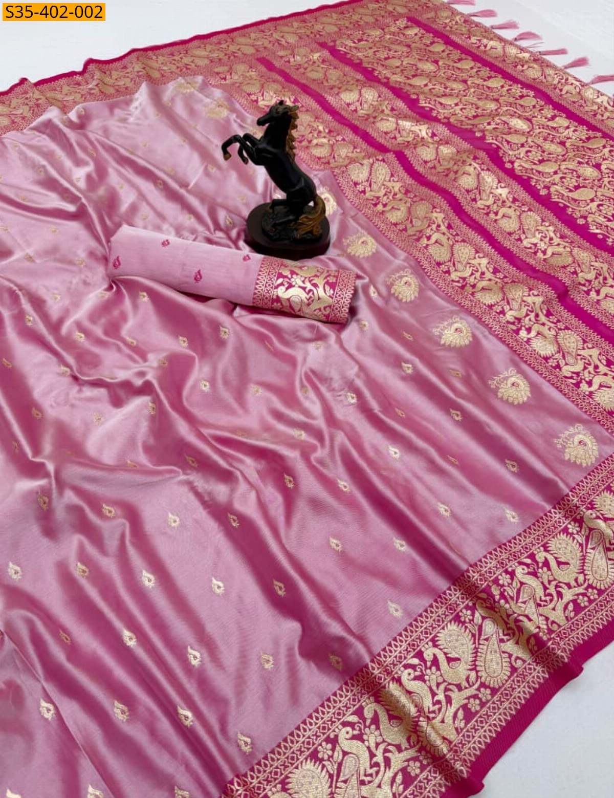 Pink Fancy Soft Banarasi Satin Mashroo Silk Saree