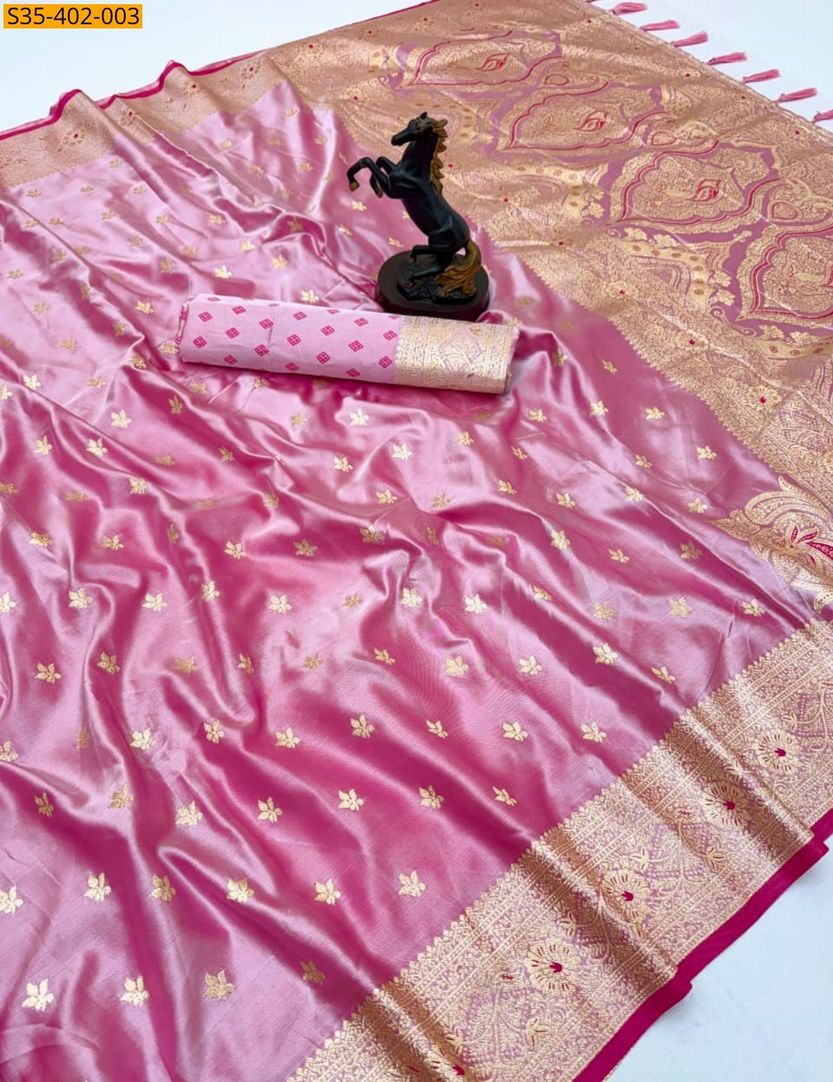 Pink Fancy Soft Banarasi Satin Mashroo Silk Saree