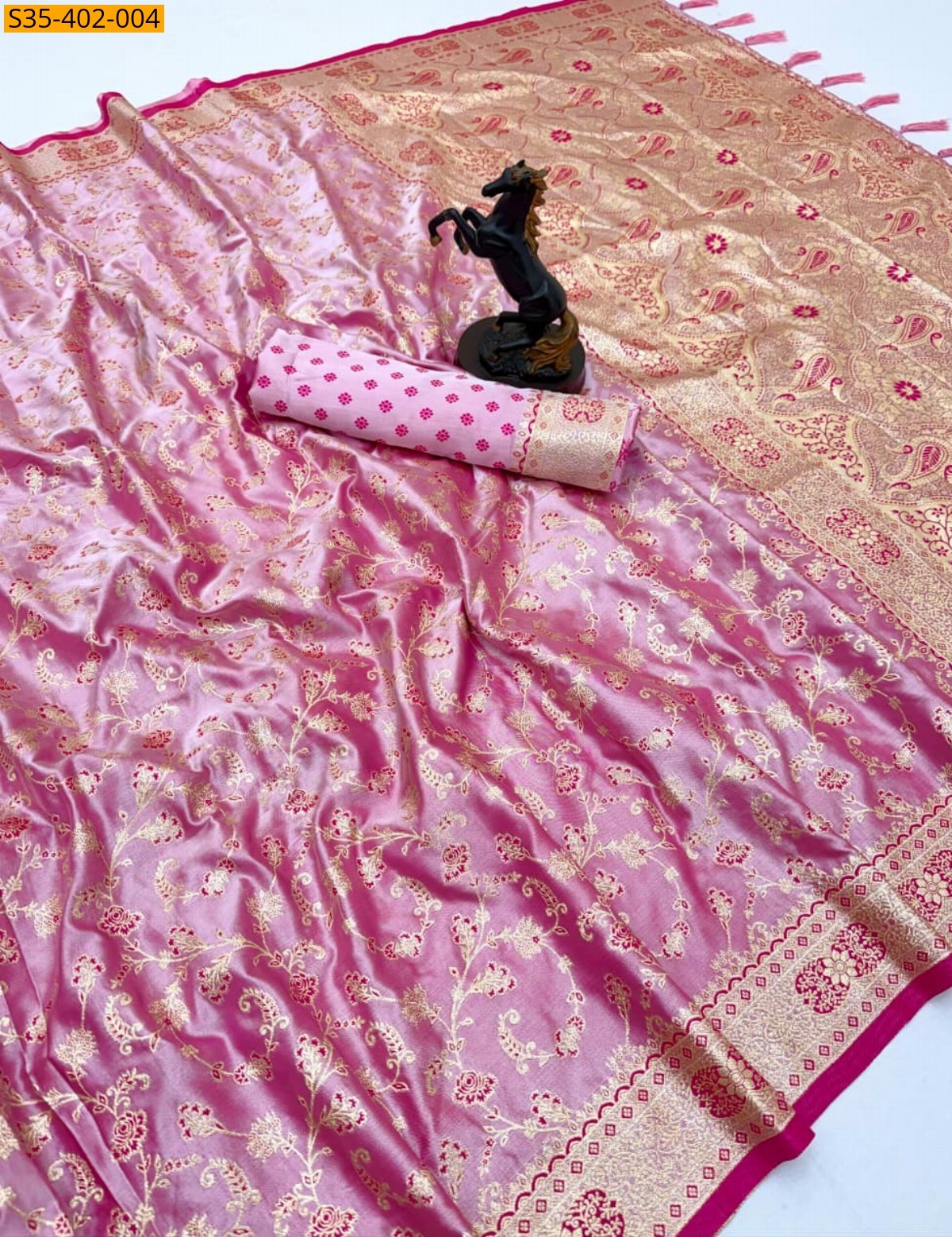 Pink Fancy Soft Banarasi Satin Mashroo Silk Saree