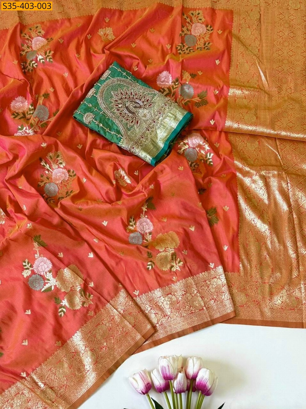 Orange Fancy Soft Silk Sarees