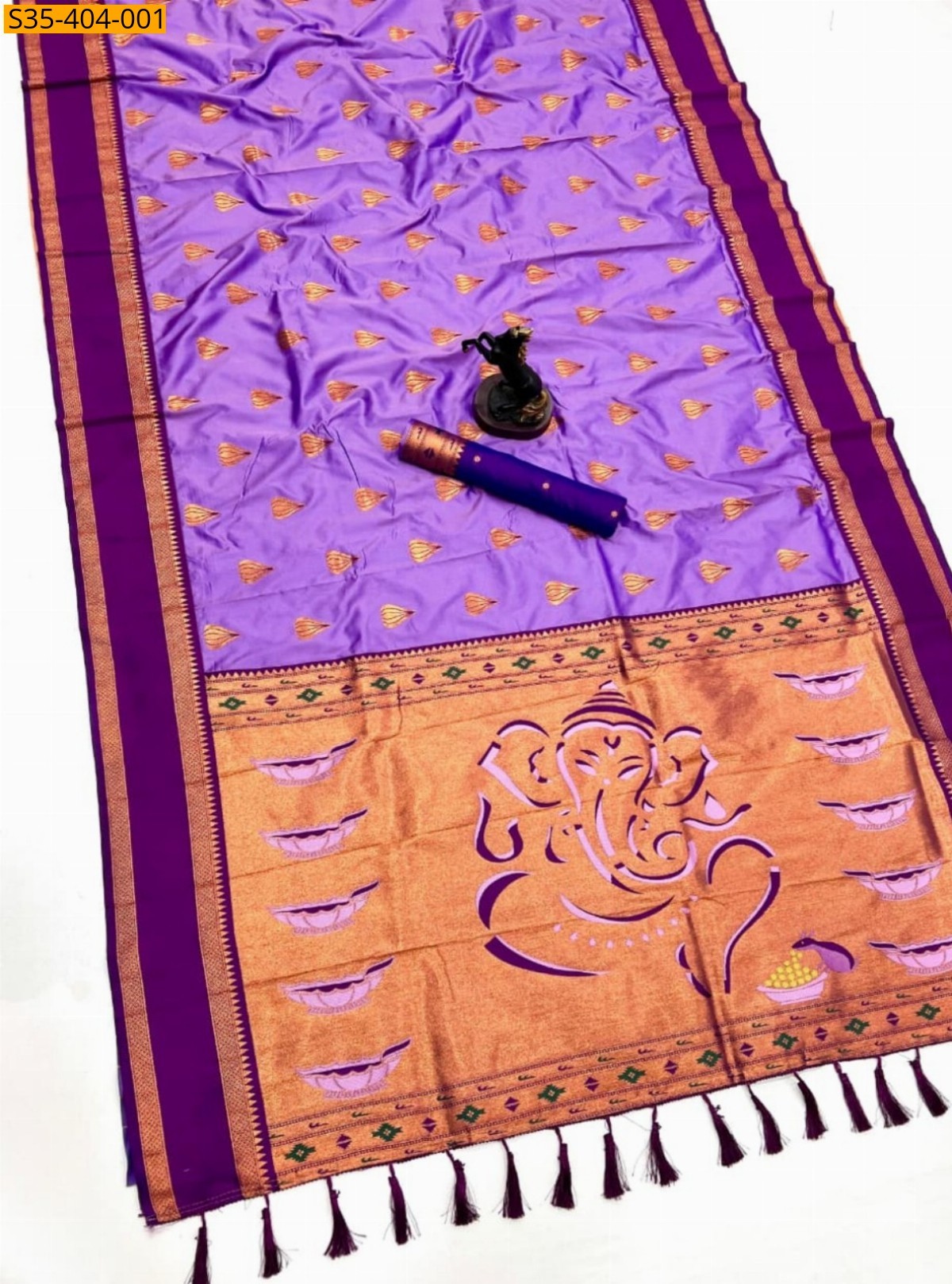 Purple Fancy Soft Silk Modak Paithani Sarees