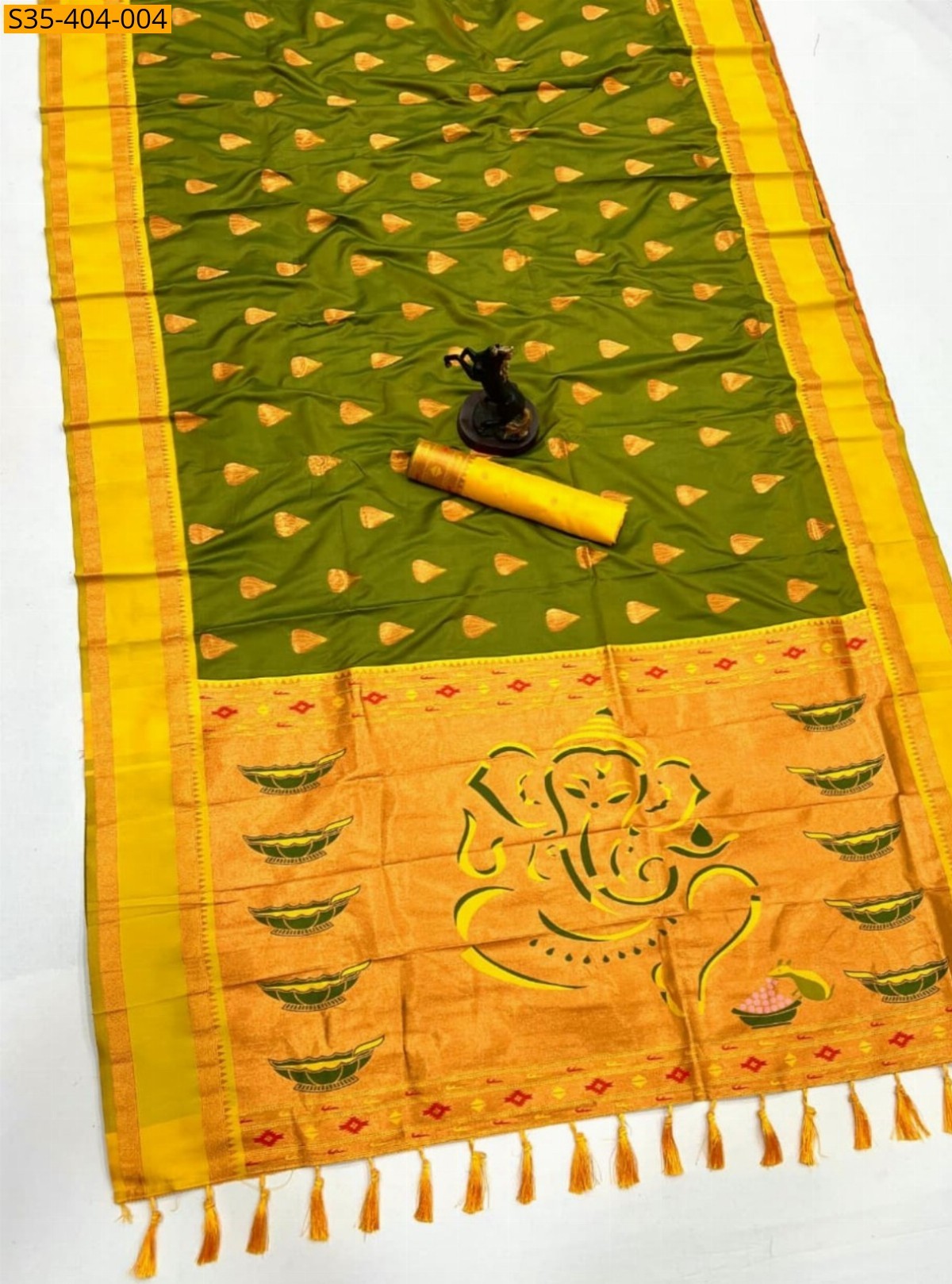 Green Fancy Soft Silk Modak Paithani Sarees
