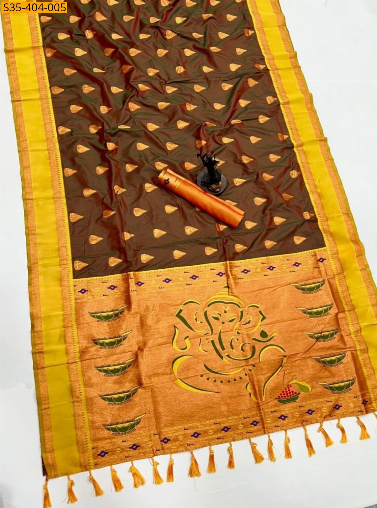 Brown Fancy Soft Silk Modak Paithani Sarees