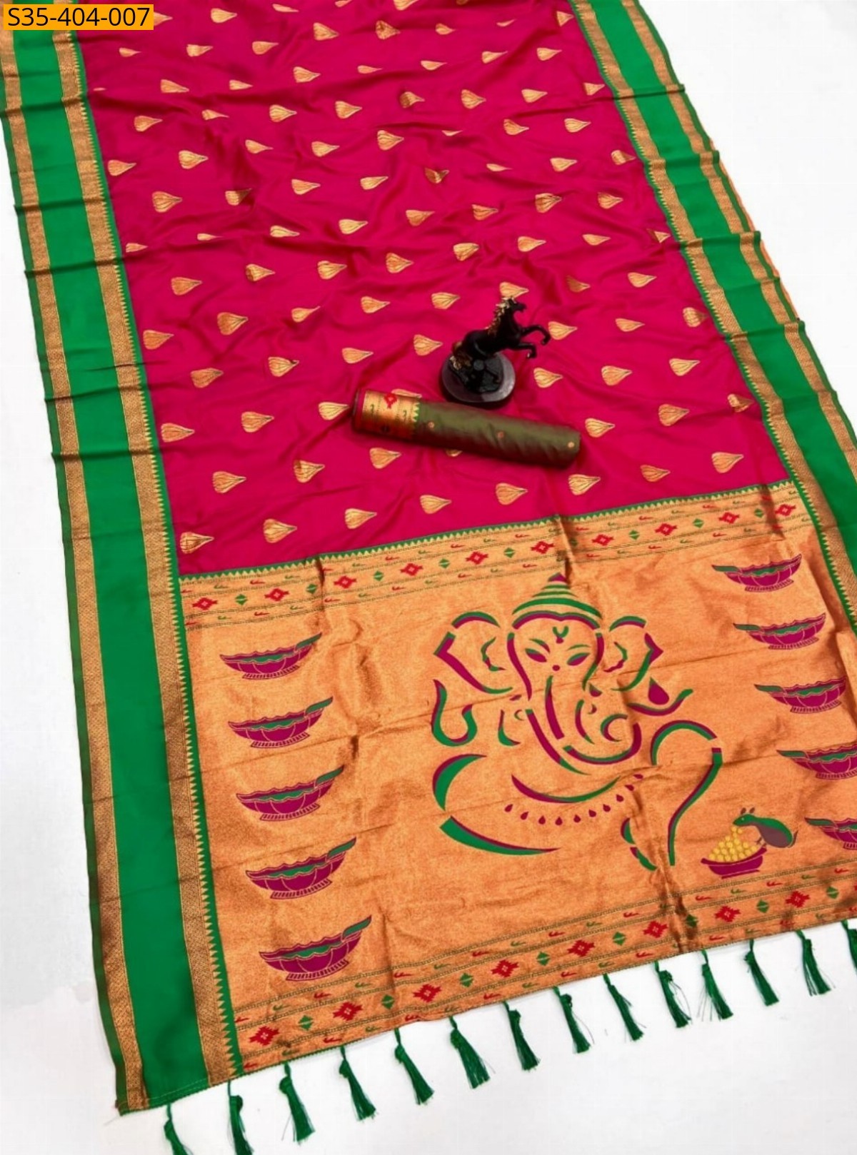 Red Fancy Soft Silk Modak Paithani Sarees