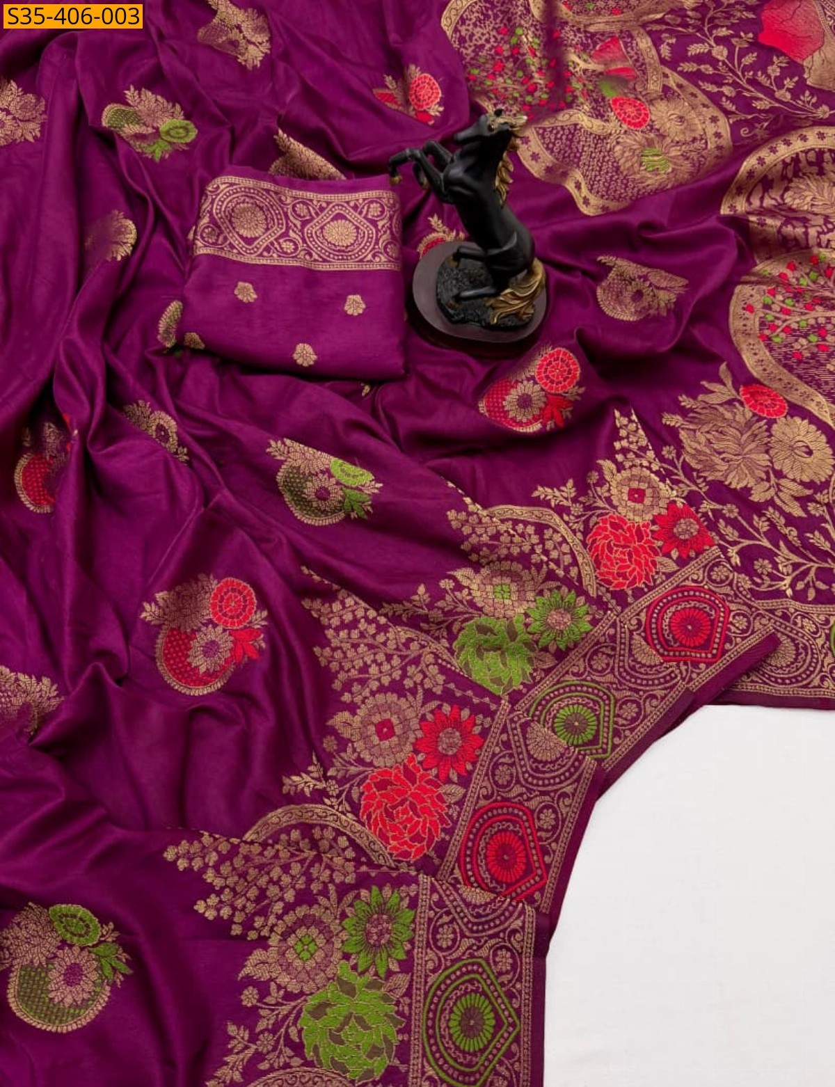 Magenta Fancy Soft Banarasi Khadi Georgette Silk Sarees