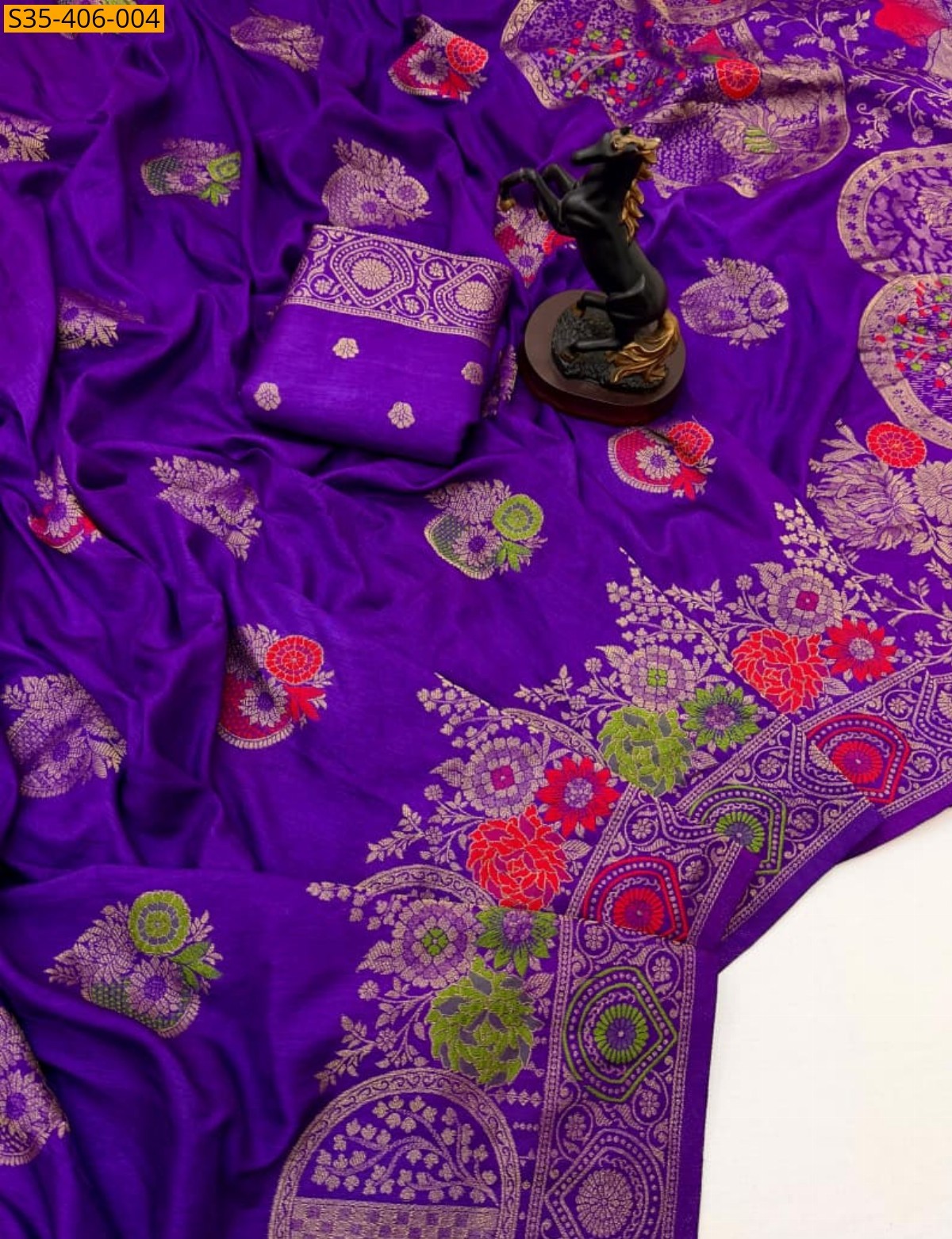 Wine Fancy Soft Banarasi Khadi Georgette Silk Sarees