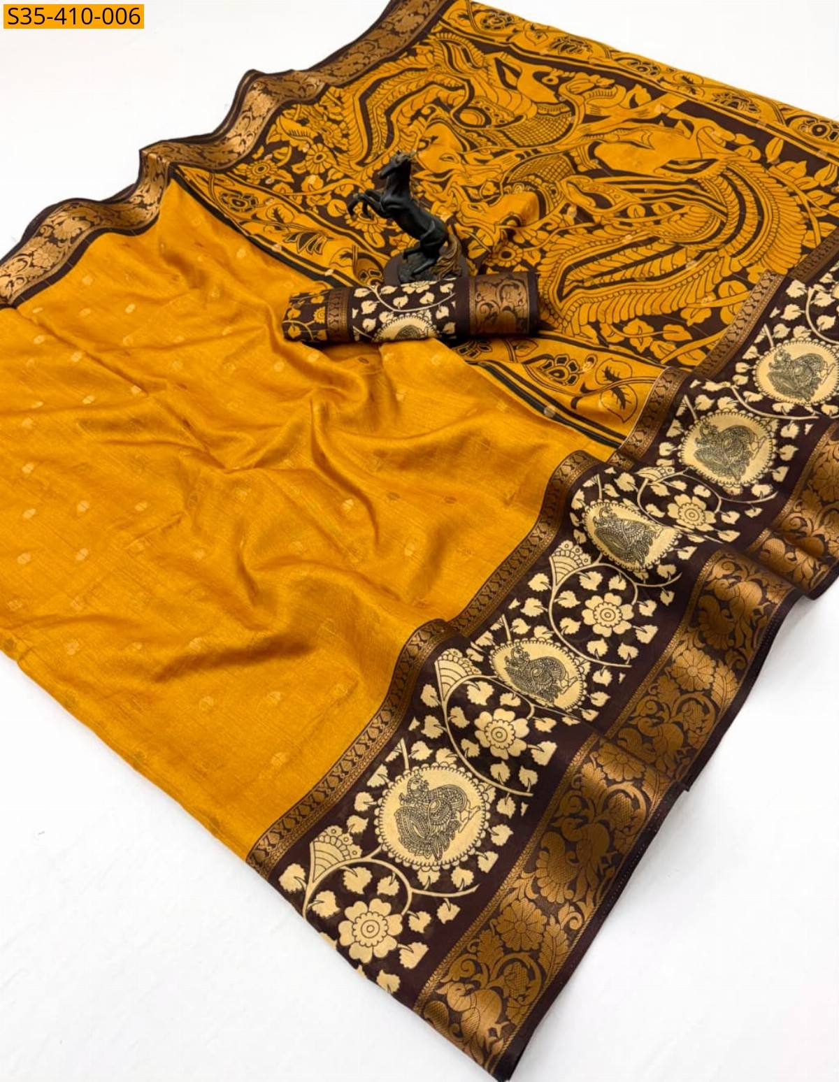 Orange Fancy Tussar Silk Saree