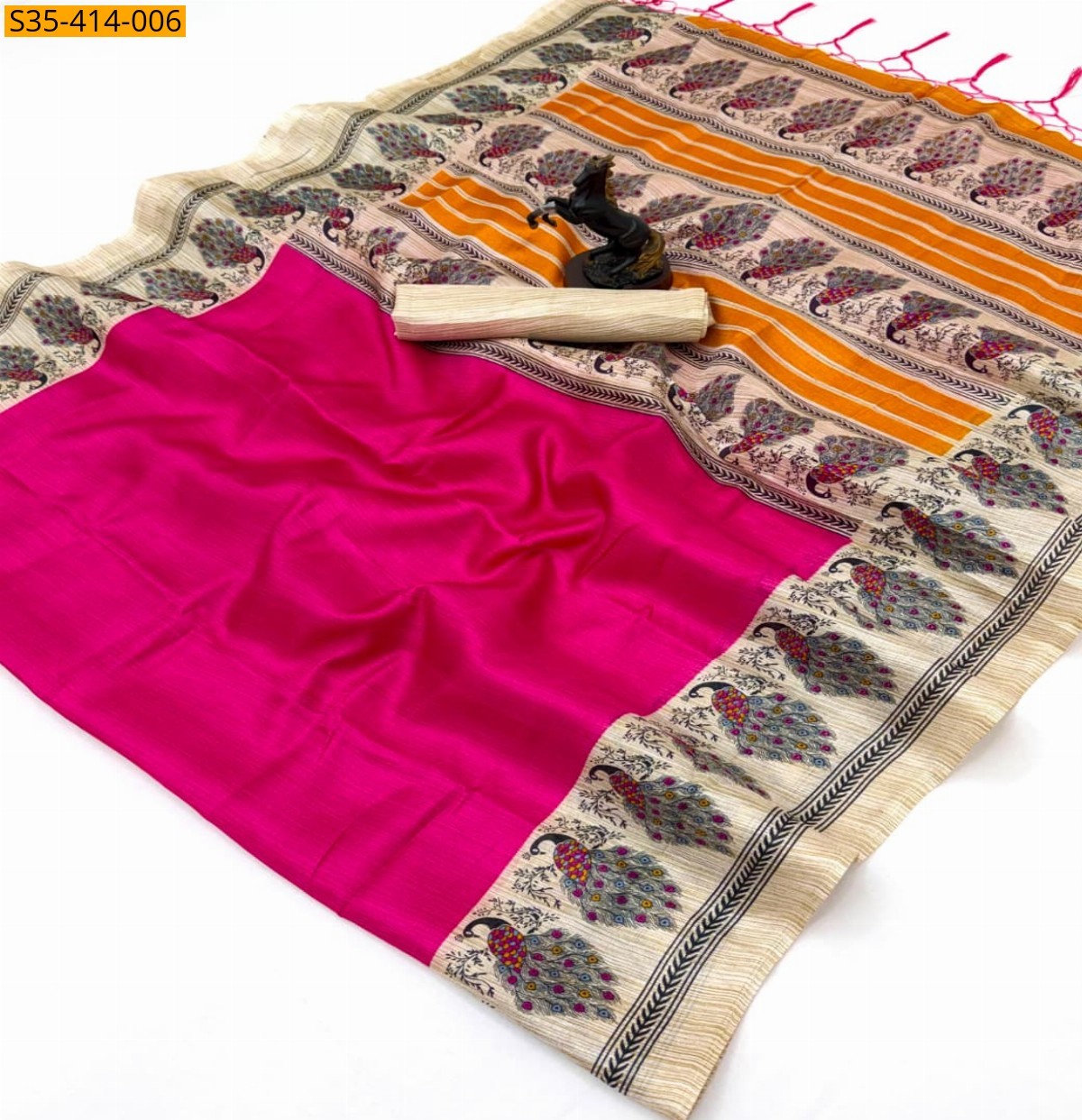 Pink Fancy Khadi Cotton Saree