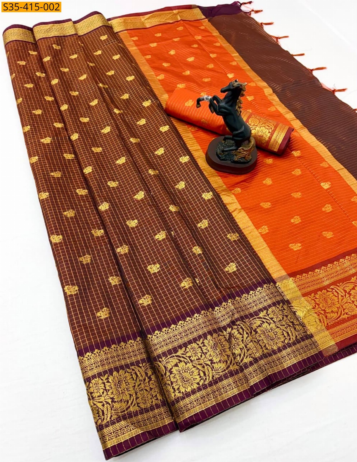 Brown Fancy Banarasi Katan Silk Saree