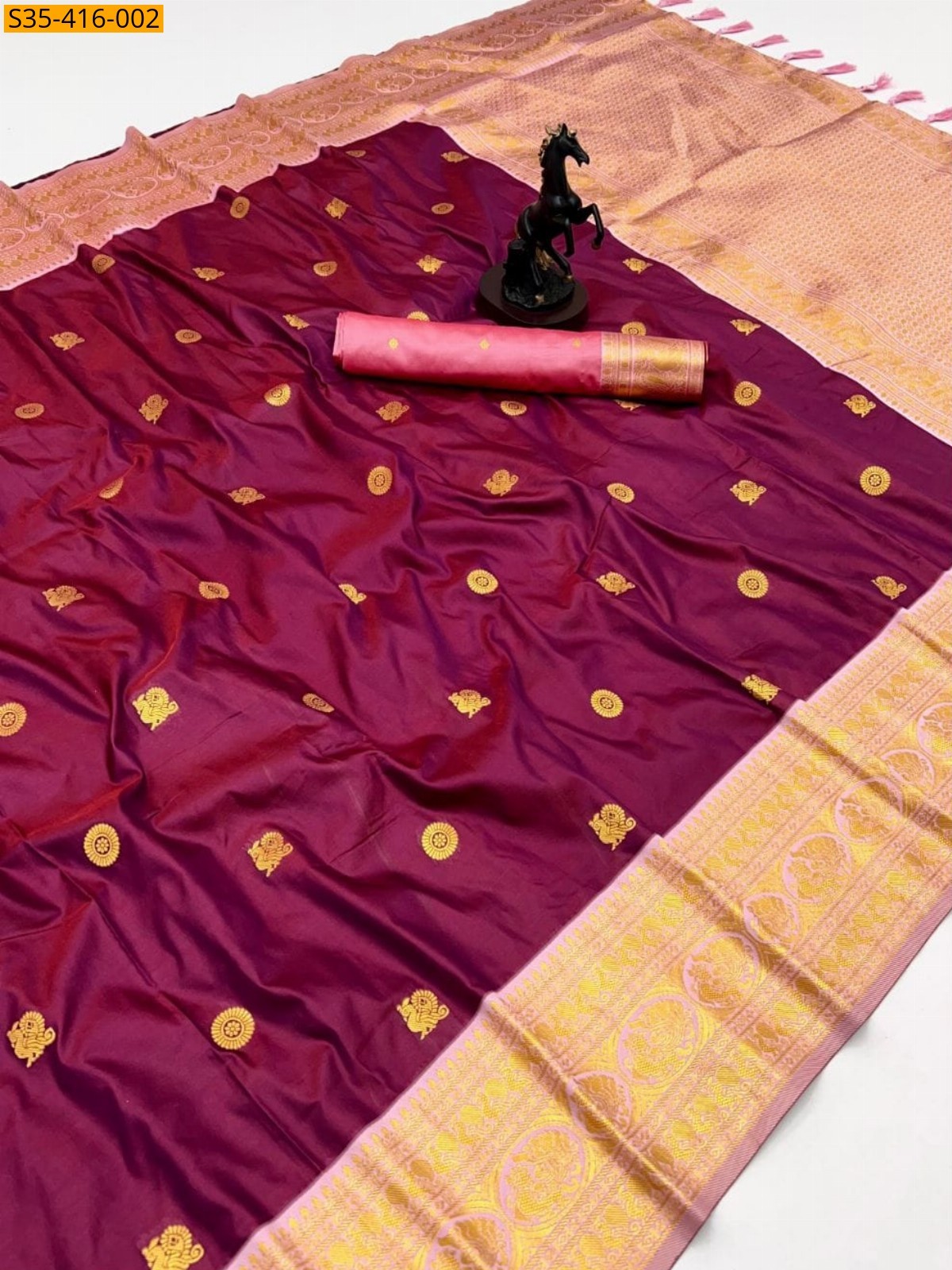 Maroon Fancy Soft Silk Saree