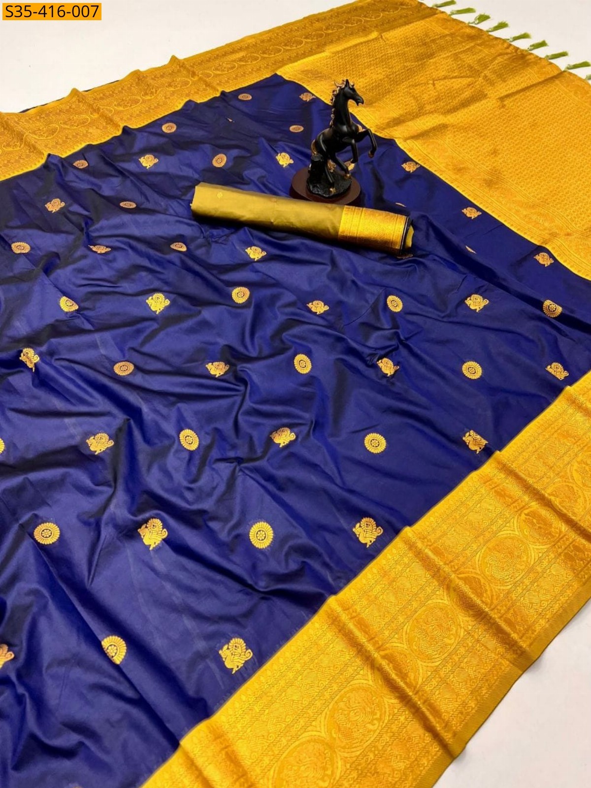 Navy Blue Fancy Soft Silk Saree