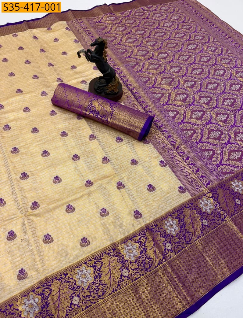 Beige Fancy Kanjivaram Silk Saree