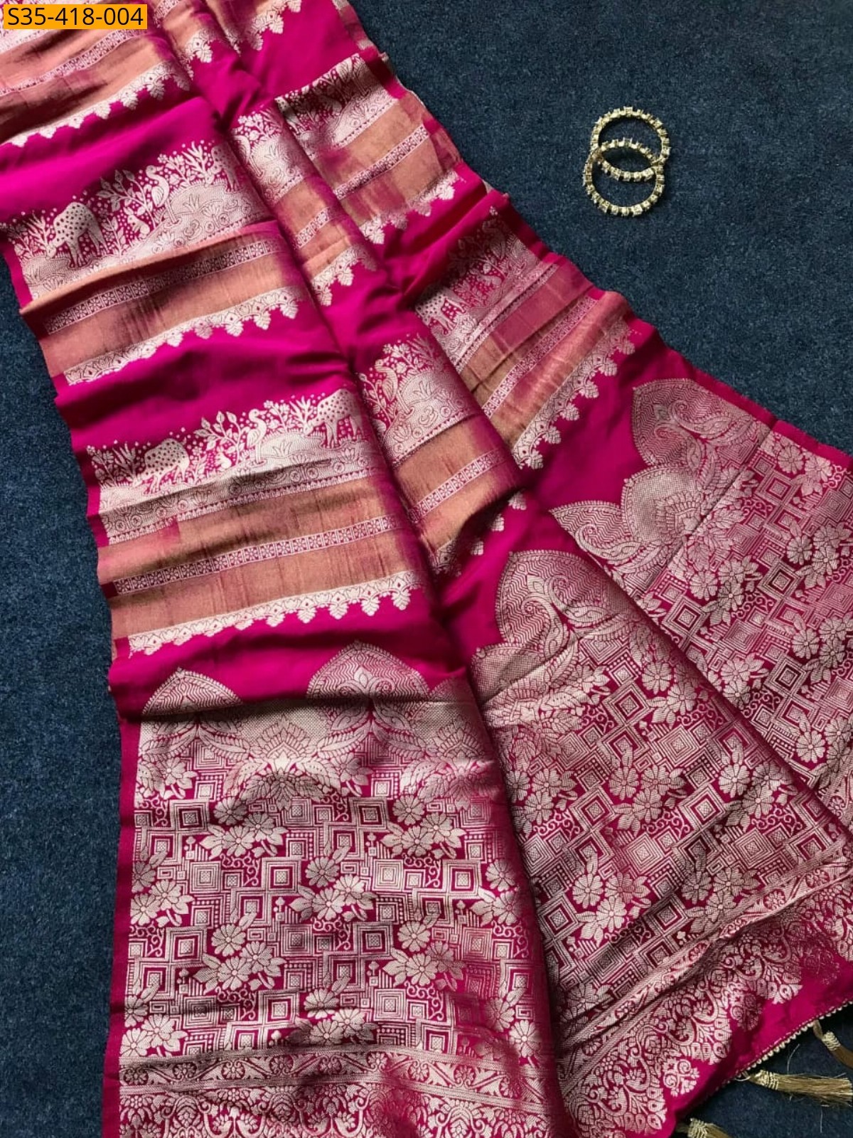 Pink Fancy  Crepe Khadi Tissue Paithani Silk Saree