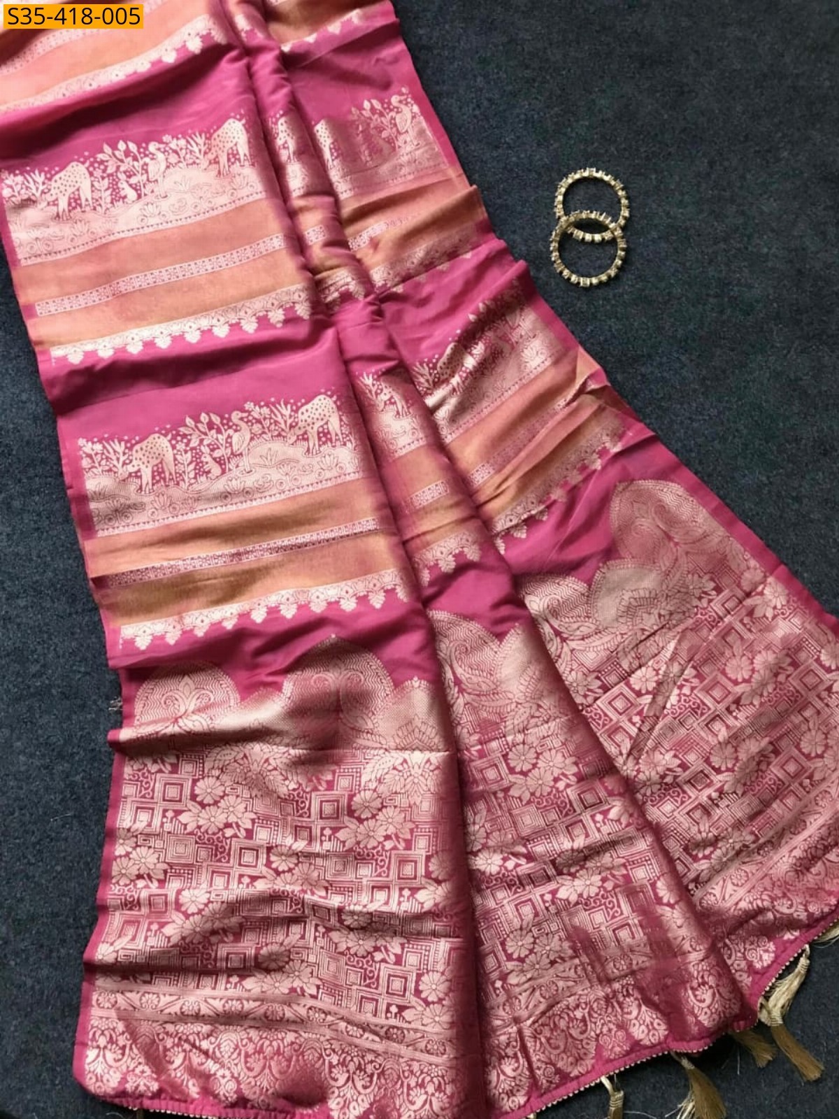 Light Pink Fancy  Crepe Khadi Tissue Paithani Silk Saree