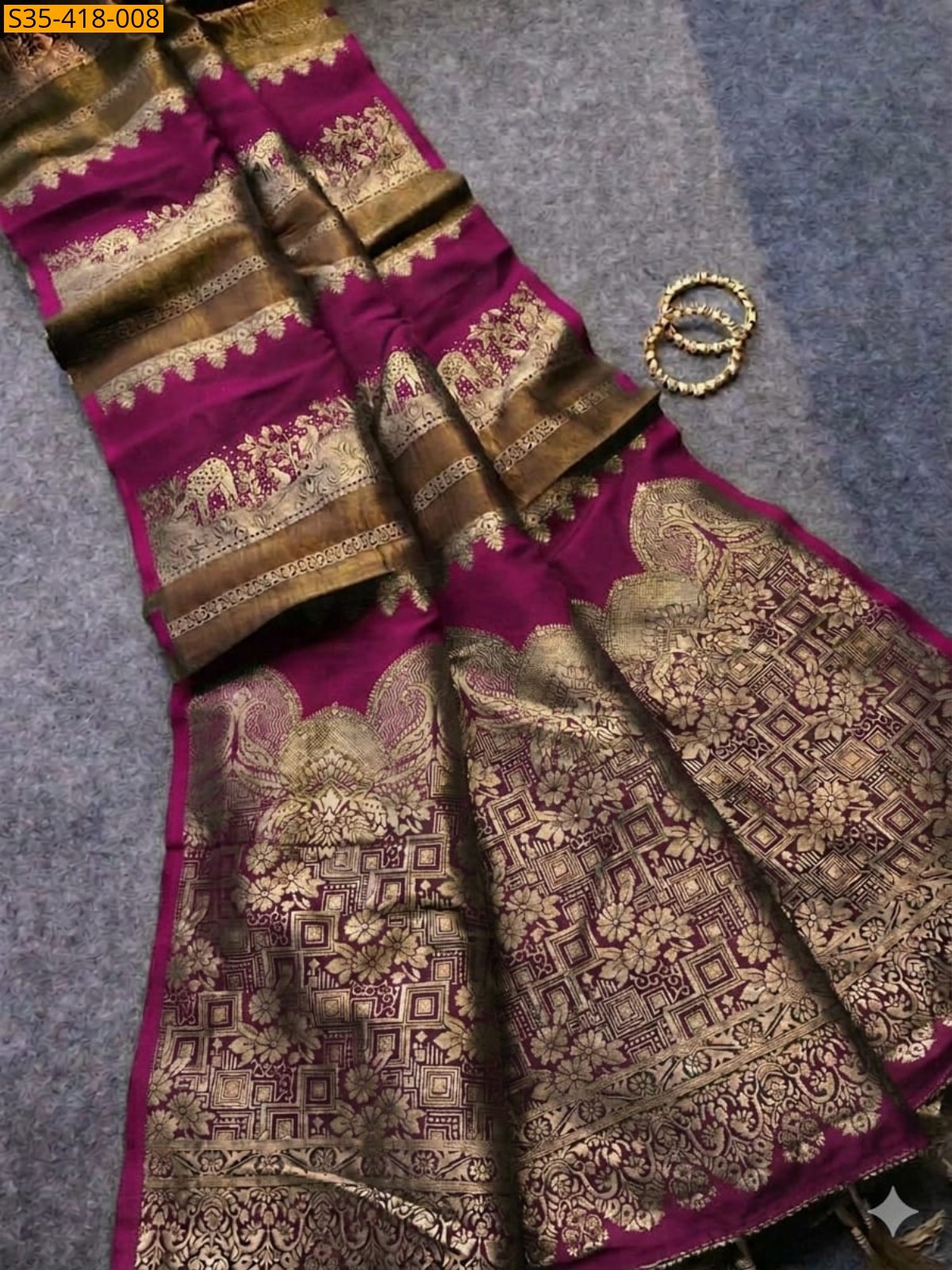 Wine Fancy  Crepe Khadi Tissue Paithani Silk Saree