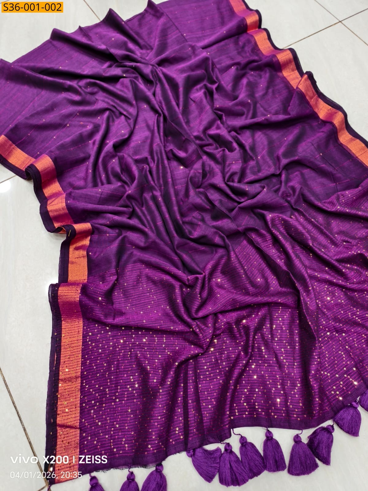 Violet Fancy mul cotton saree