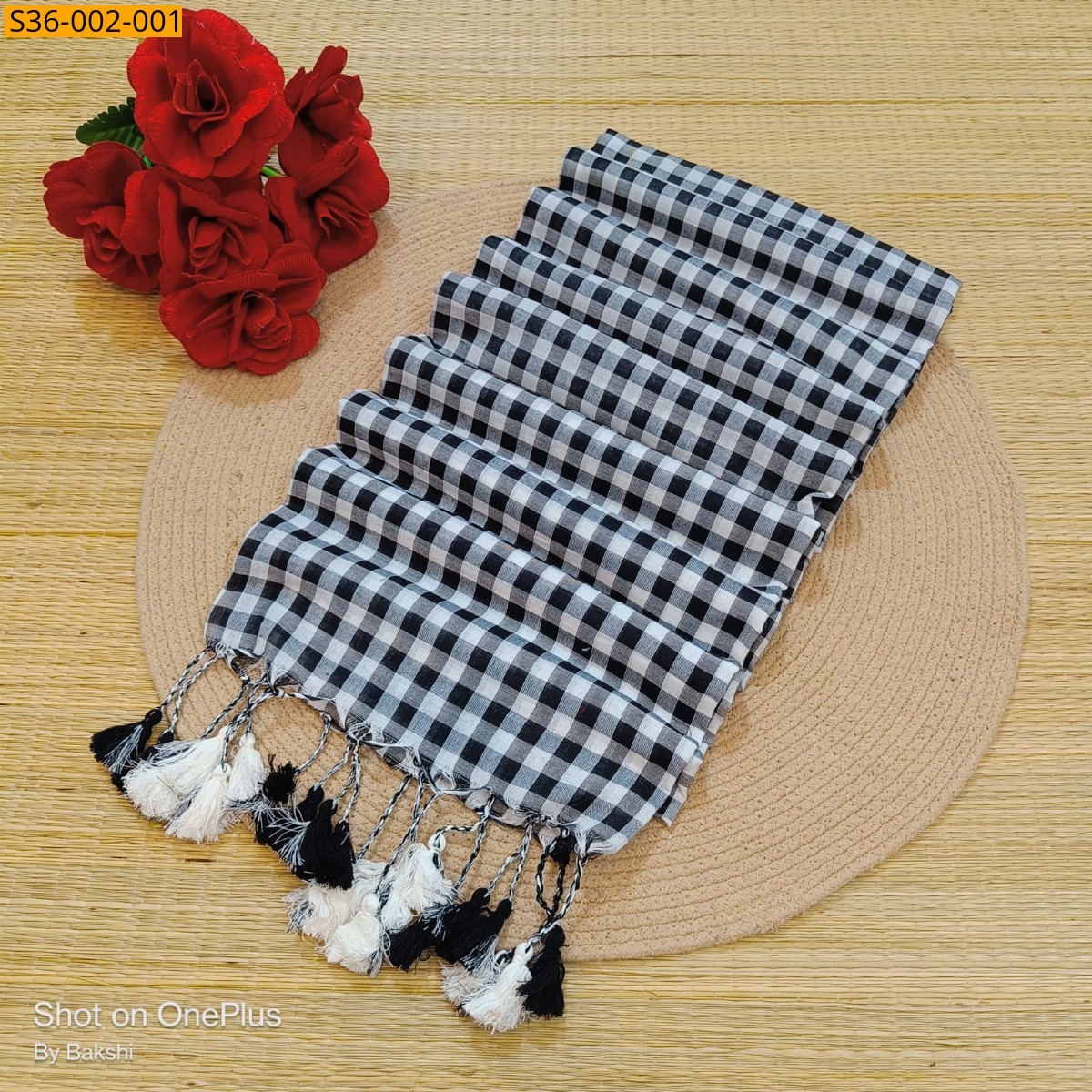 Black Fancy Khadi Cotton Saree