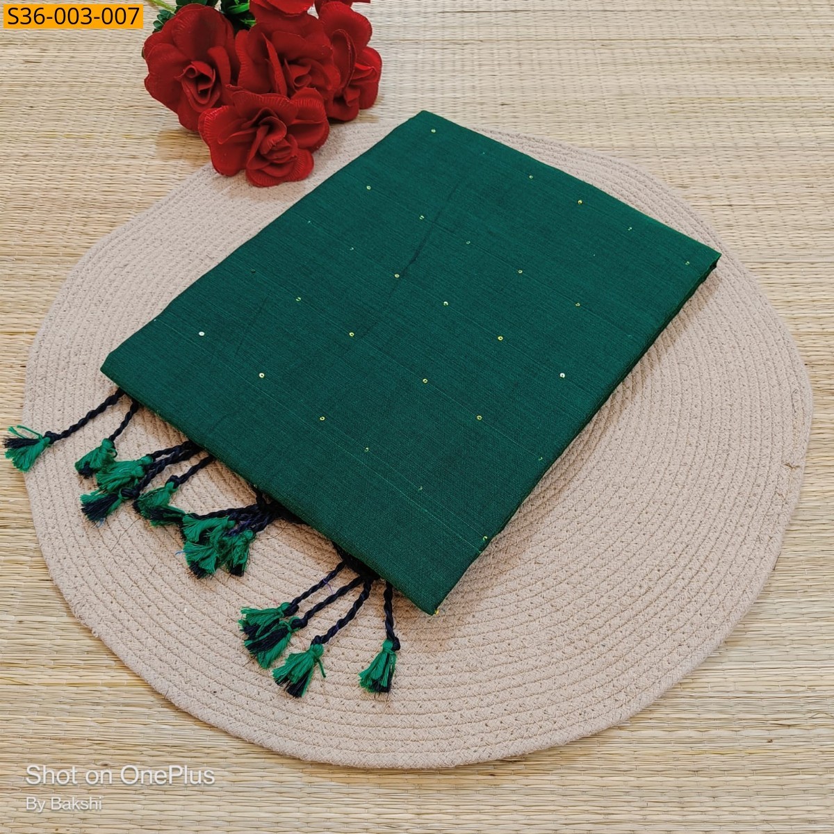 Green Fancy Khadi Cotton Saree