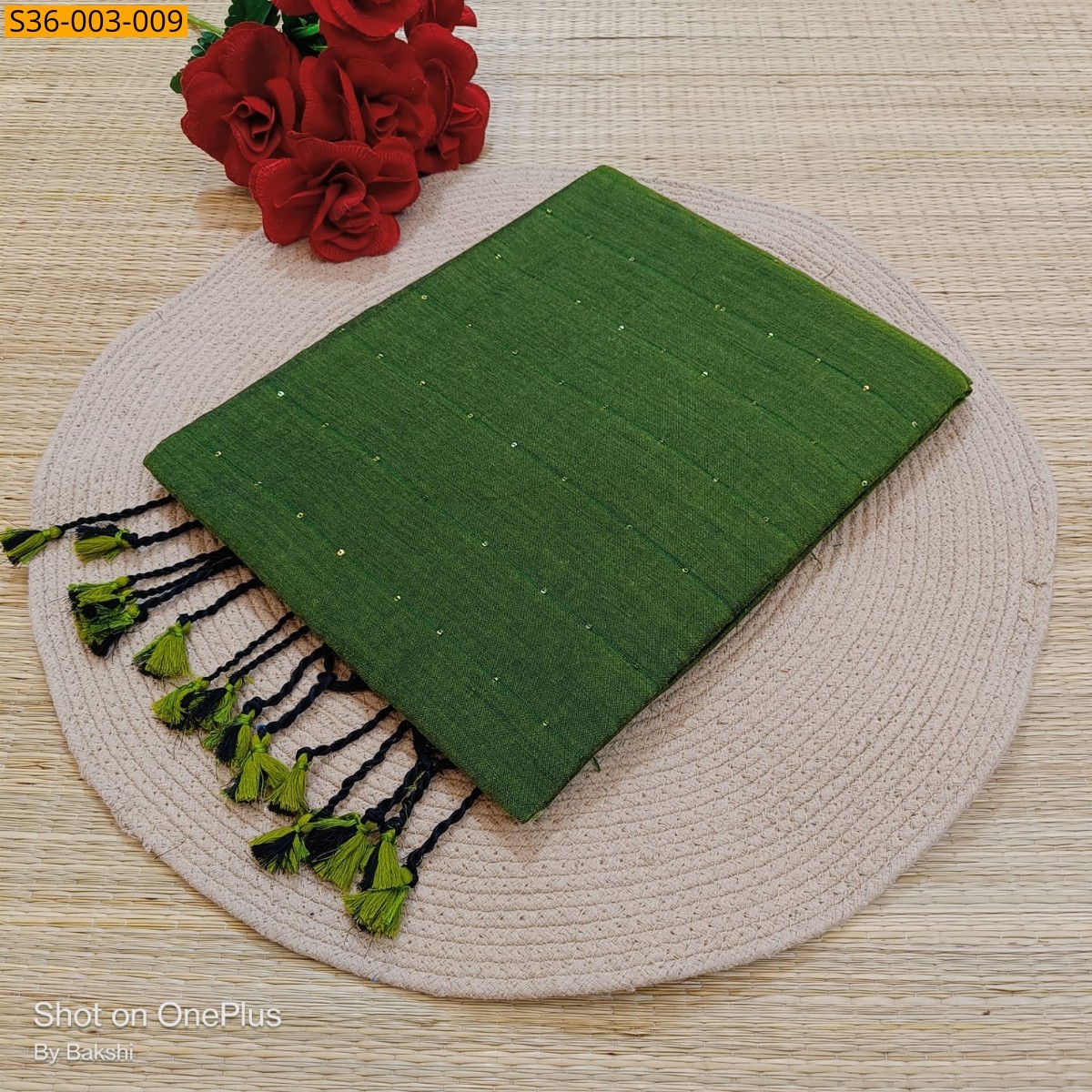 Green Fancy Khadi Cotton Saree