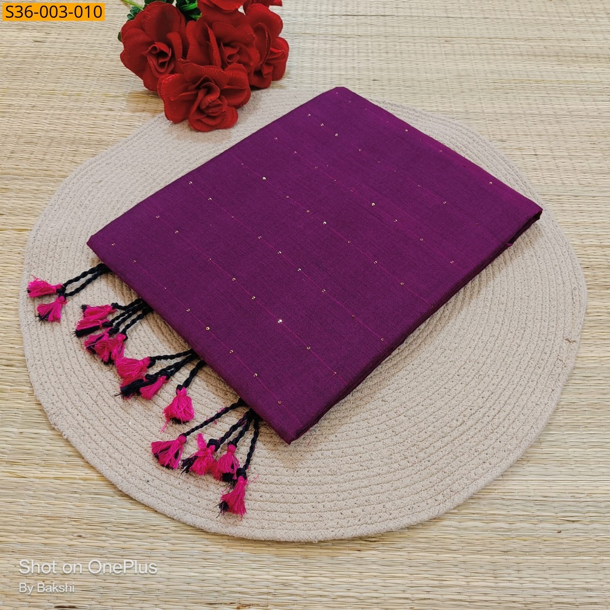 Wine Fancy Khadi Cotton Saree