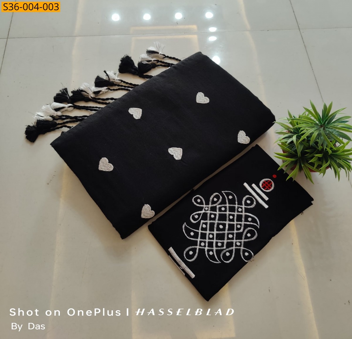 Black Fancy Khadi Cotton Saree