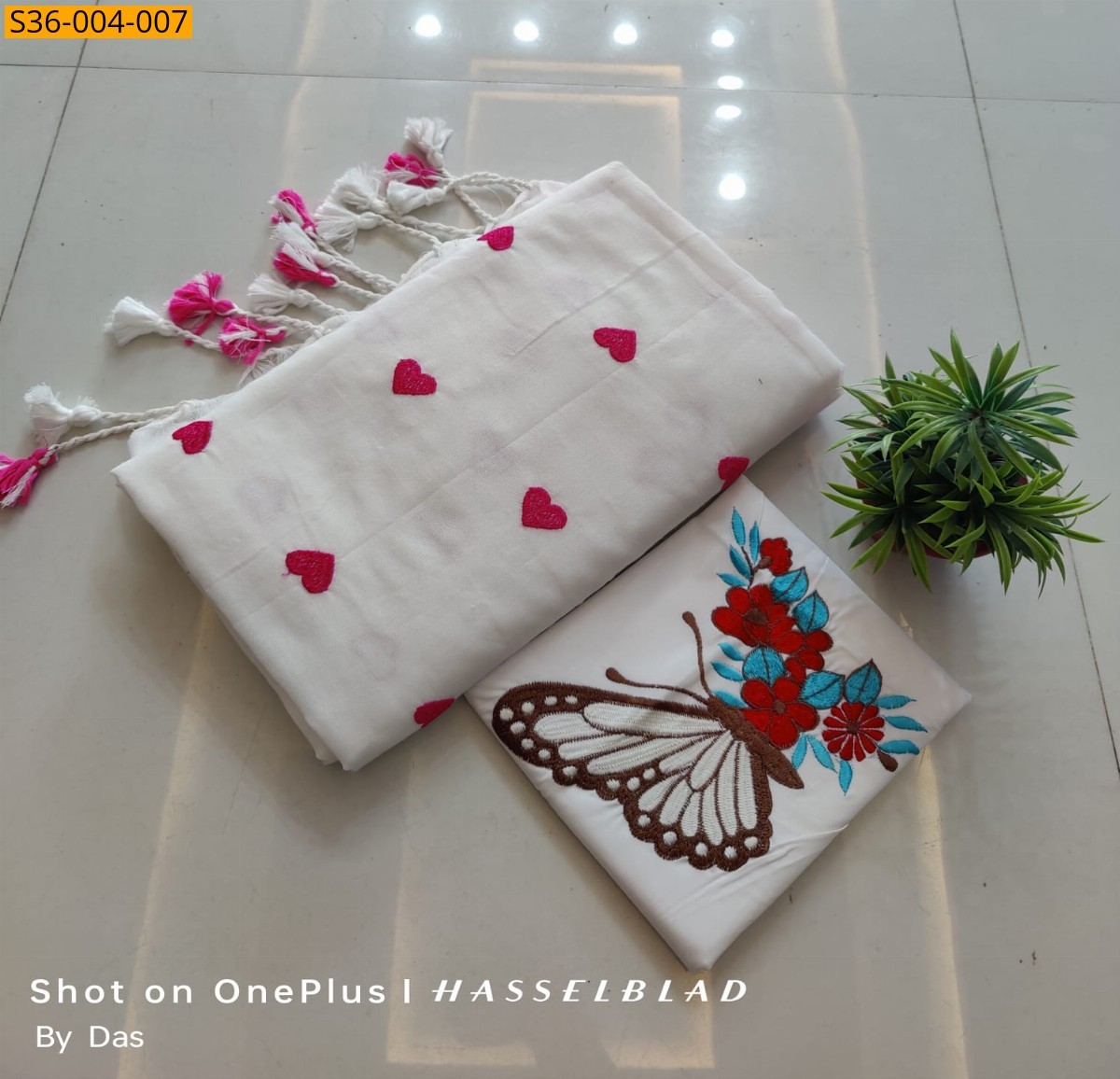 White Fancy Khadi Cotton Saree