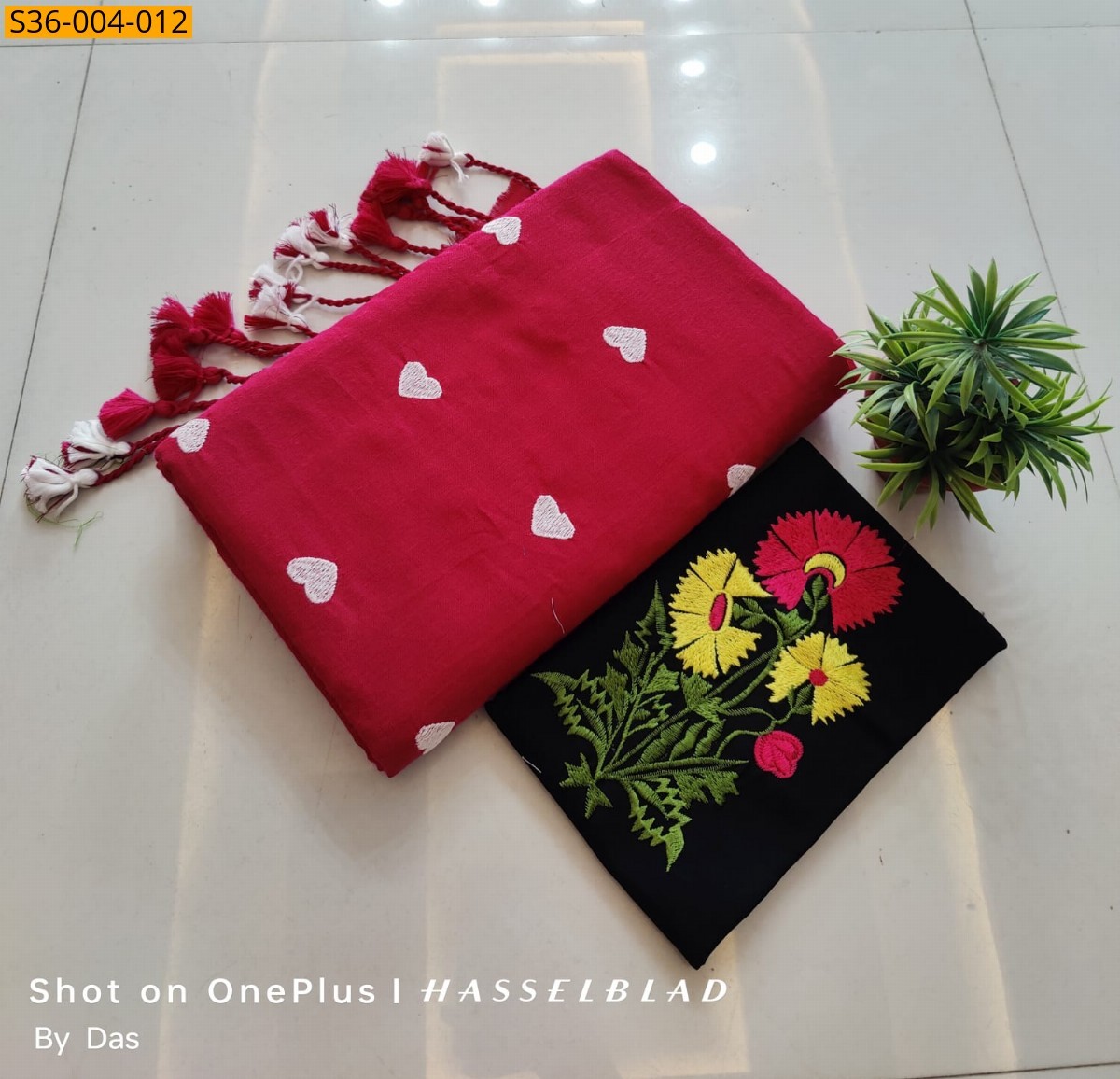 Red Fancy Khadi Cotton Saree