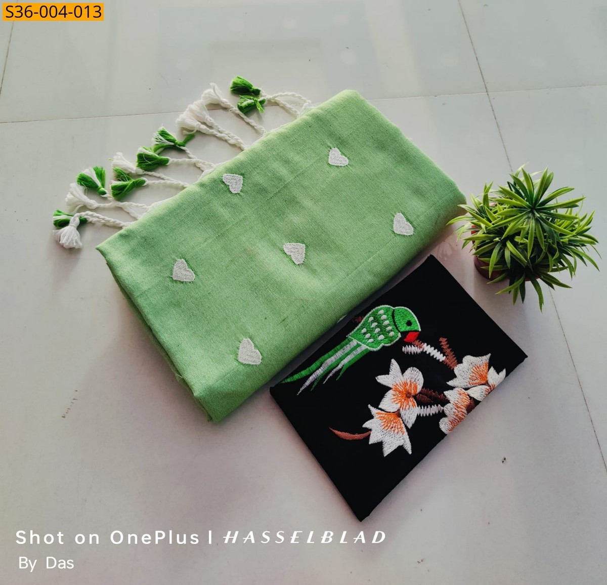 Pista Green Fancy Khadi Cotton Saree