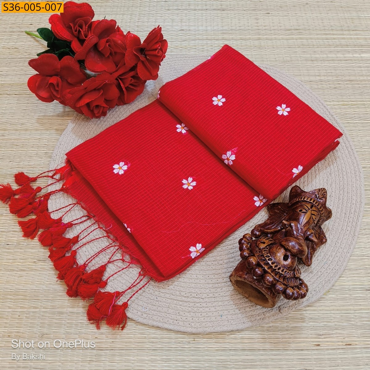 Red Fancy Kota Cotton Saree