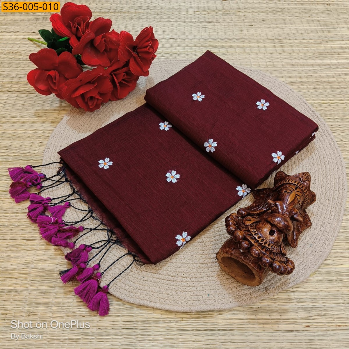 Maroon Fancy Kota Cotton Saree