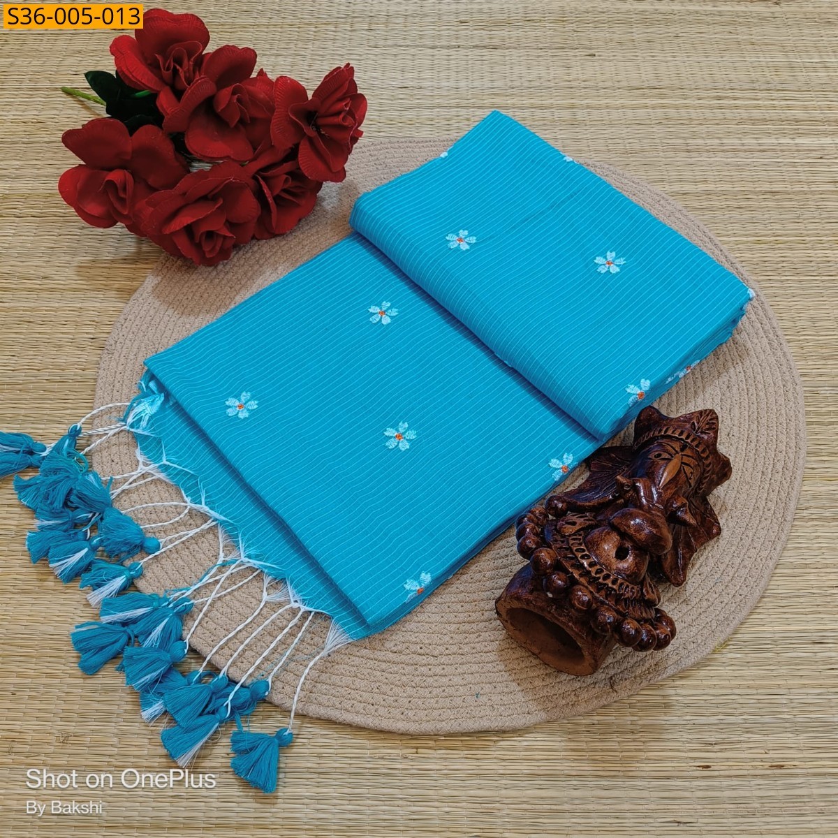 Sky Blue Fancy Kota Cotton Saree