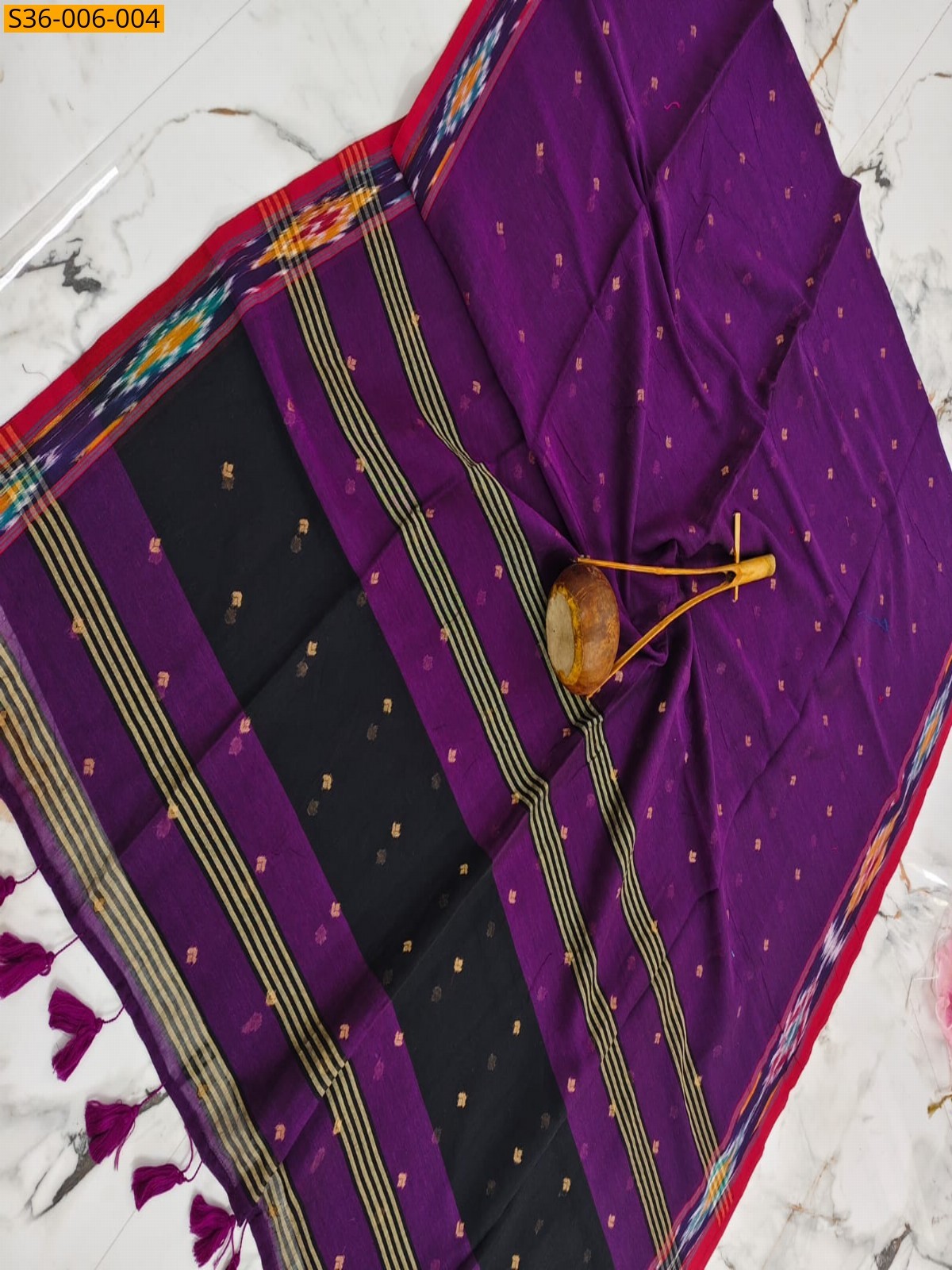 Purple Fancy Bengal Cotton Saree